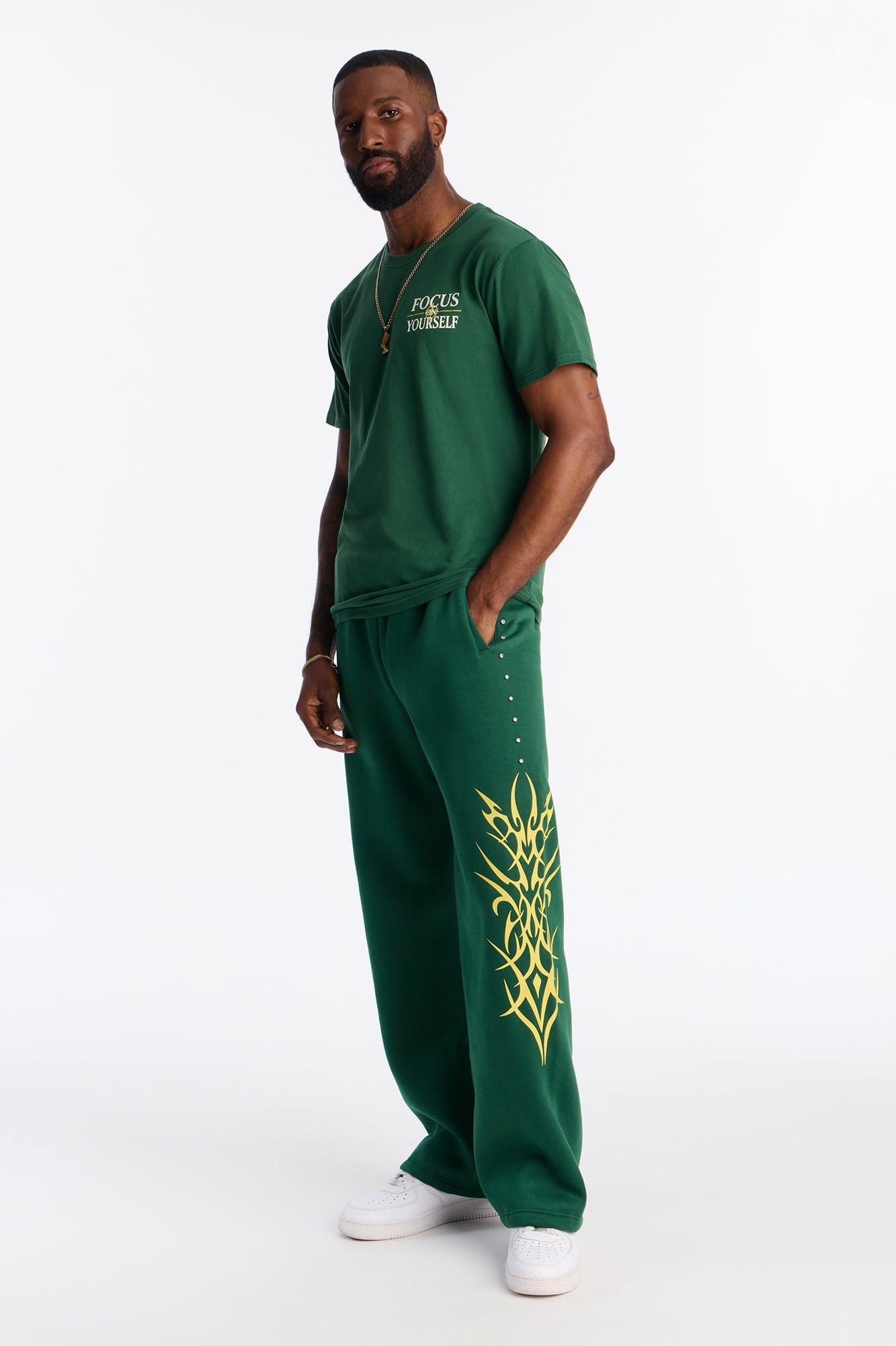 Rhinestone Tribe Sweatpants - Green image 7