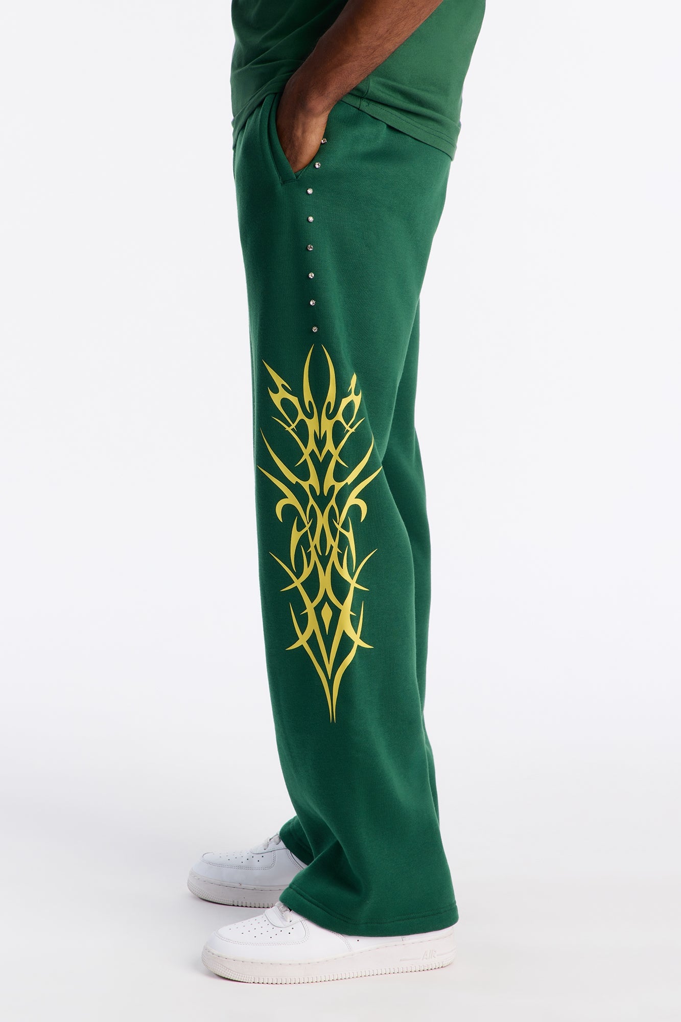 Rhinestone Tribe Sweatpants - Green image 8
