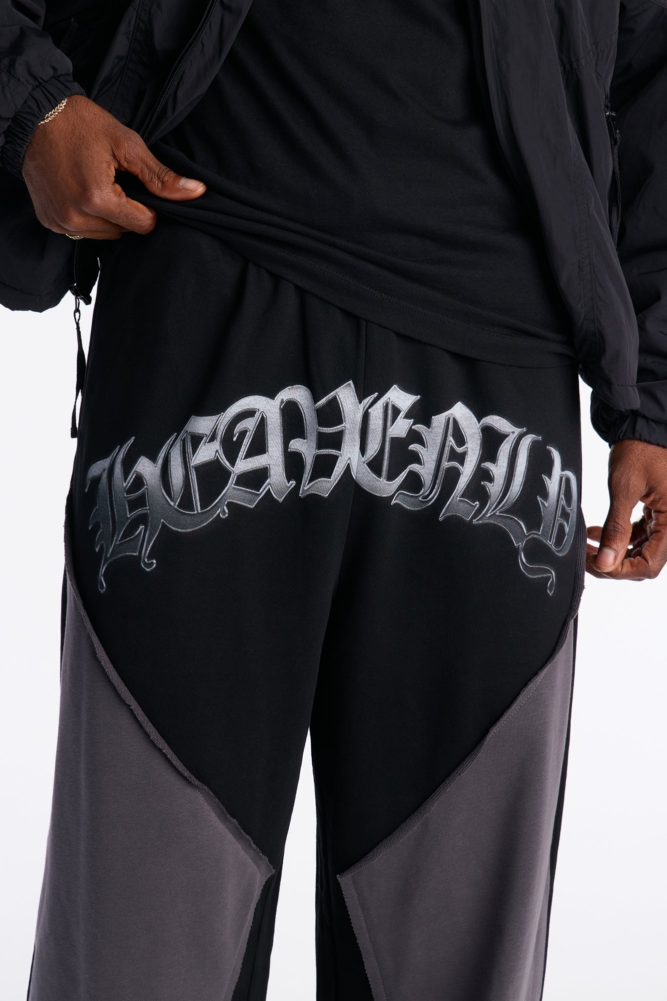 Heavenly Paneled Wide Leg Sweatpants - Black image 7