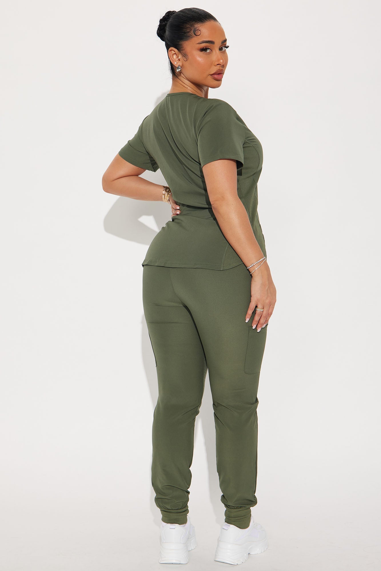 Full Shift 4 Way Stretch Uniform Scrub Set - Olive image 7