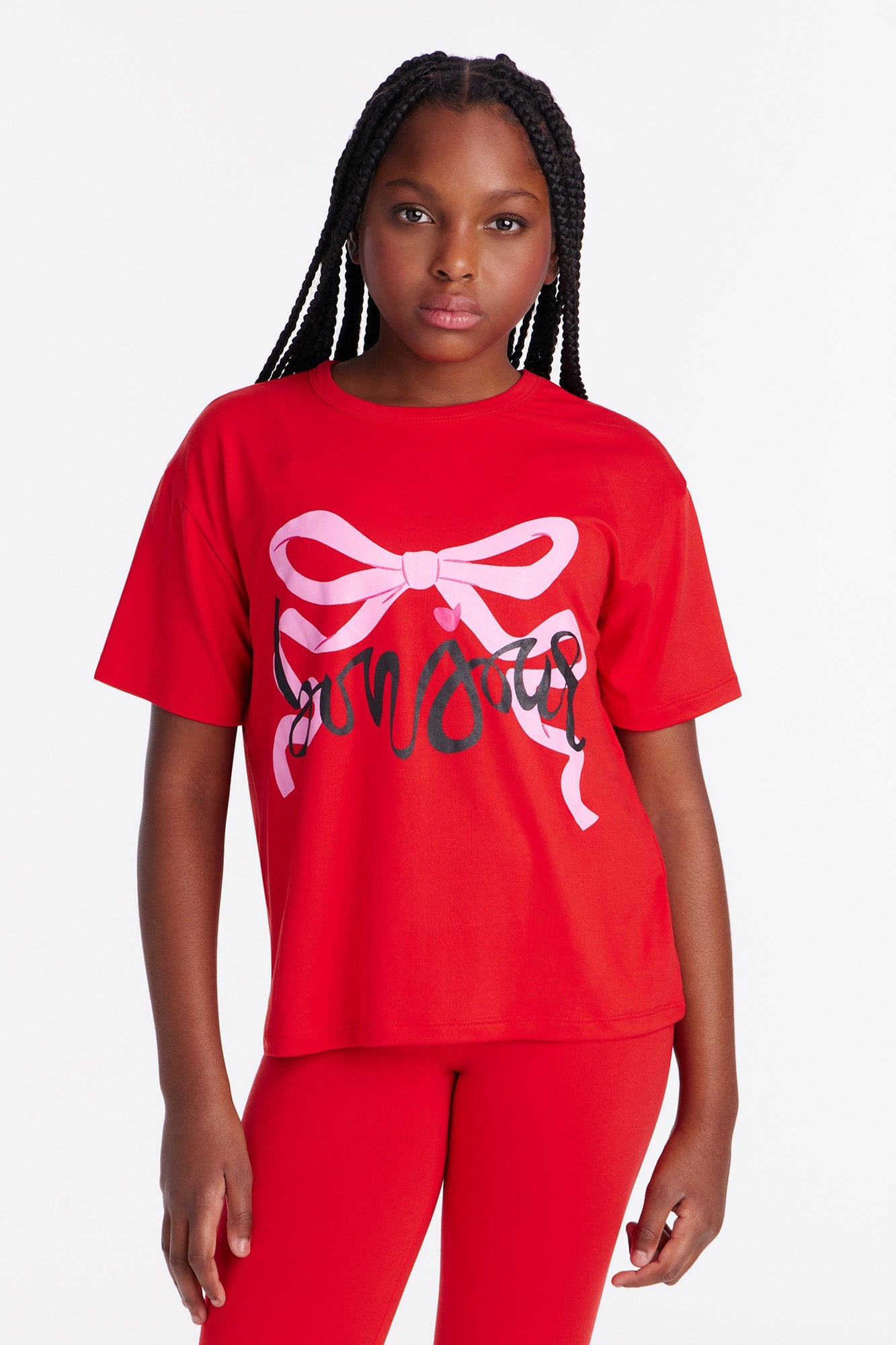 Mini Bonjour Bows Legging Set - Red image 2