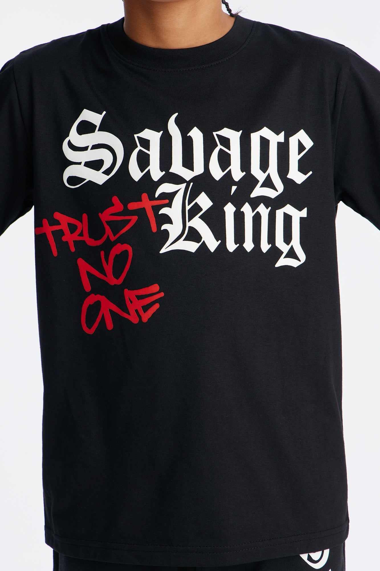 Mini The Most Savage King Fleece Short Set - Black image 2