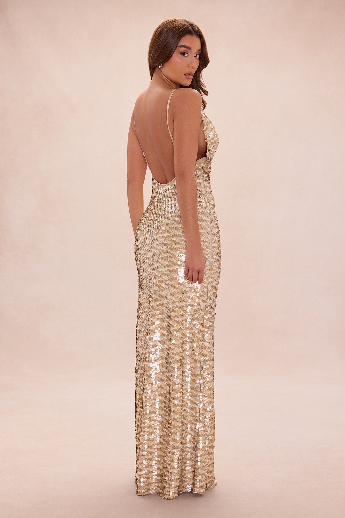 I Am The Prize Sequin Maxi Dress - Gold image 4
