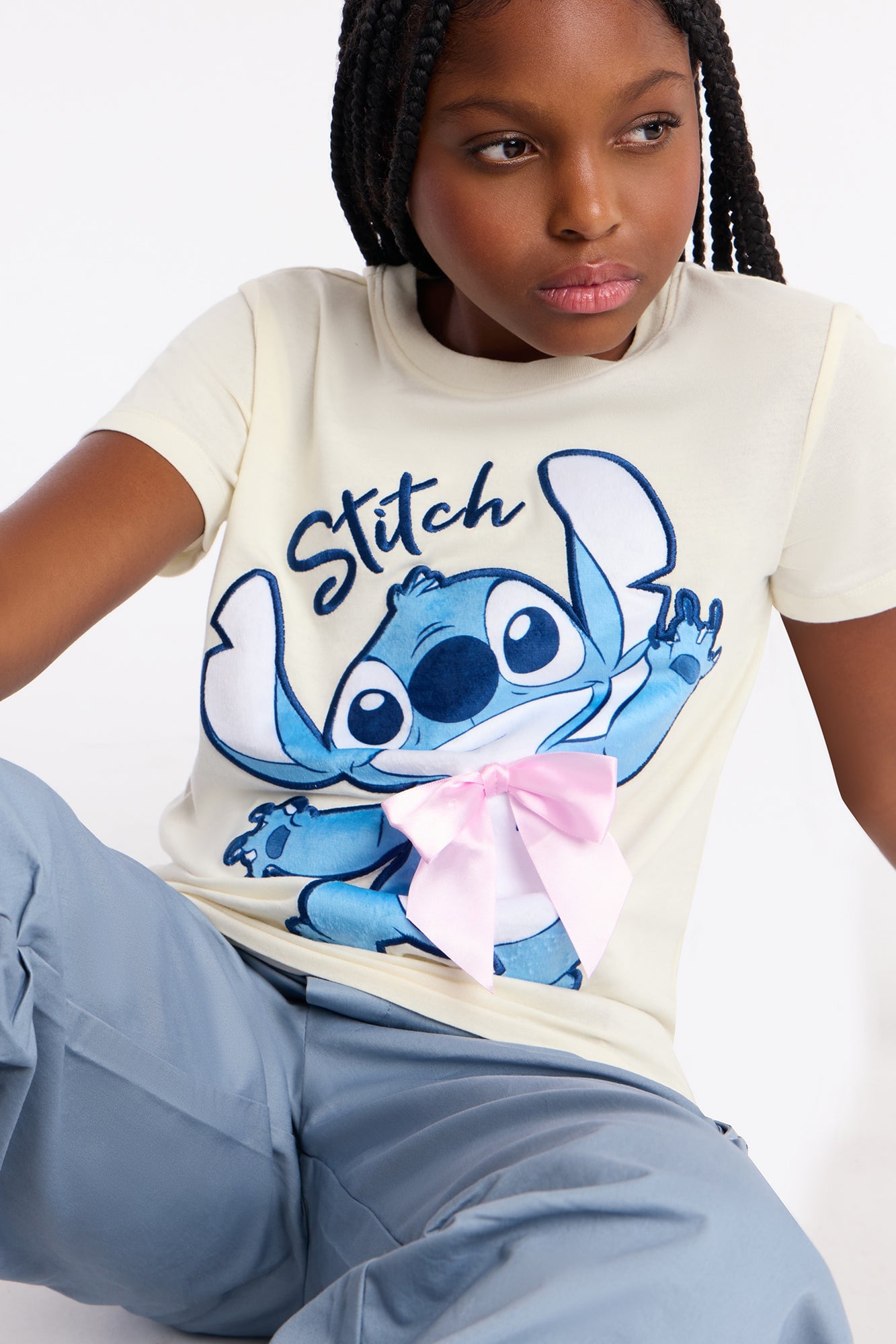Mini Stitch Happy To See You Short Sleeve Tee - Ivory image 4