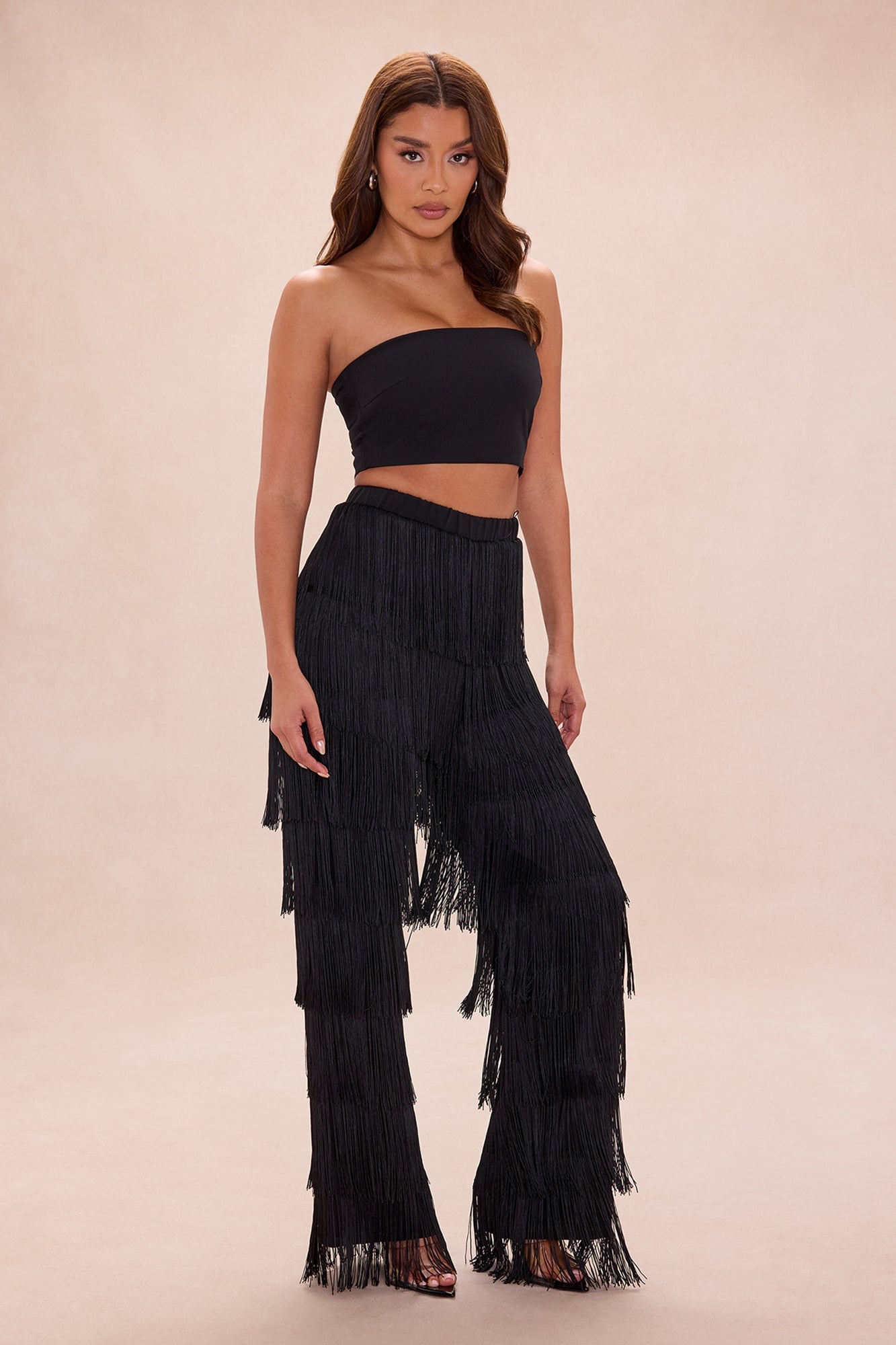 Dance All Night Fringe Pant Set - Black image 1