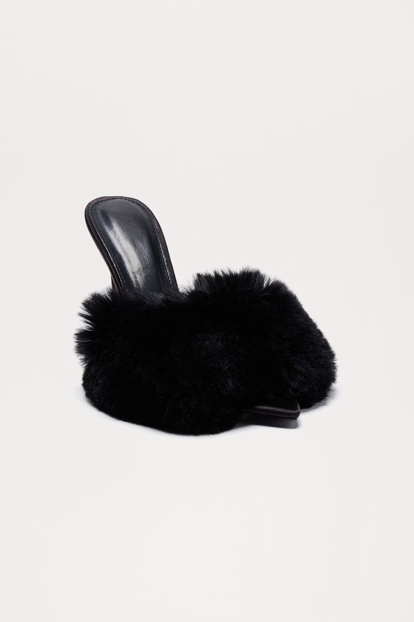 Fannie Faux Fur Mules - Black image 3
