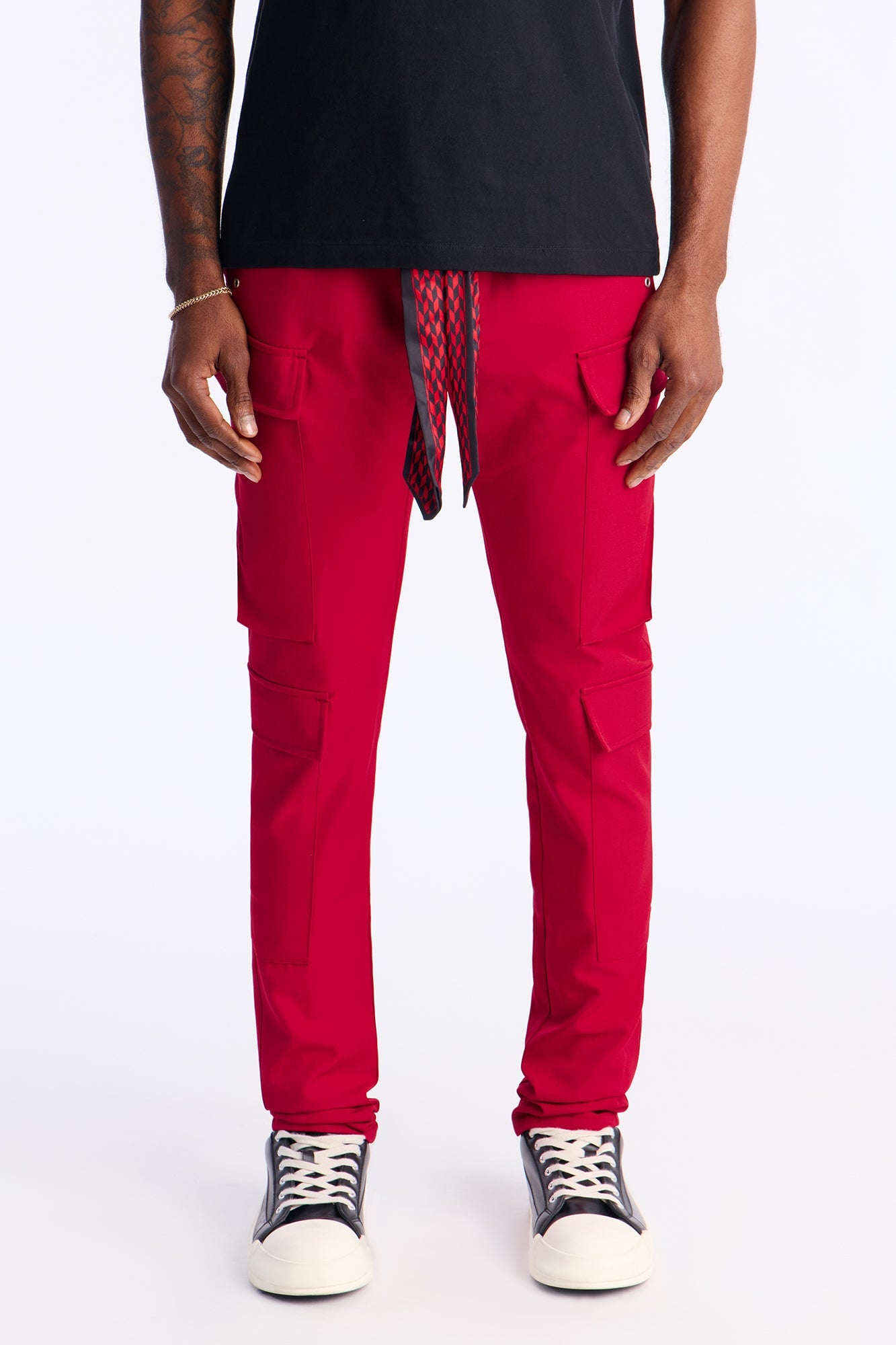 Skinny Stacked Sentinel Multi Pocket Pant - Red image 6