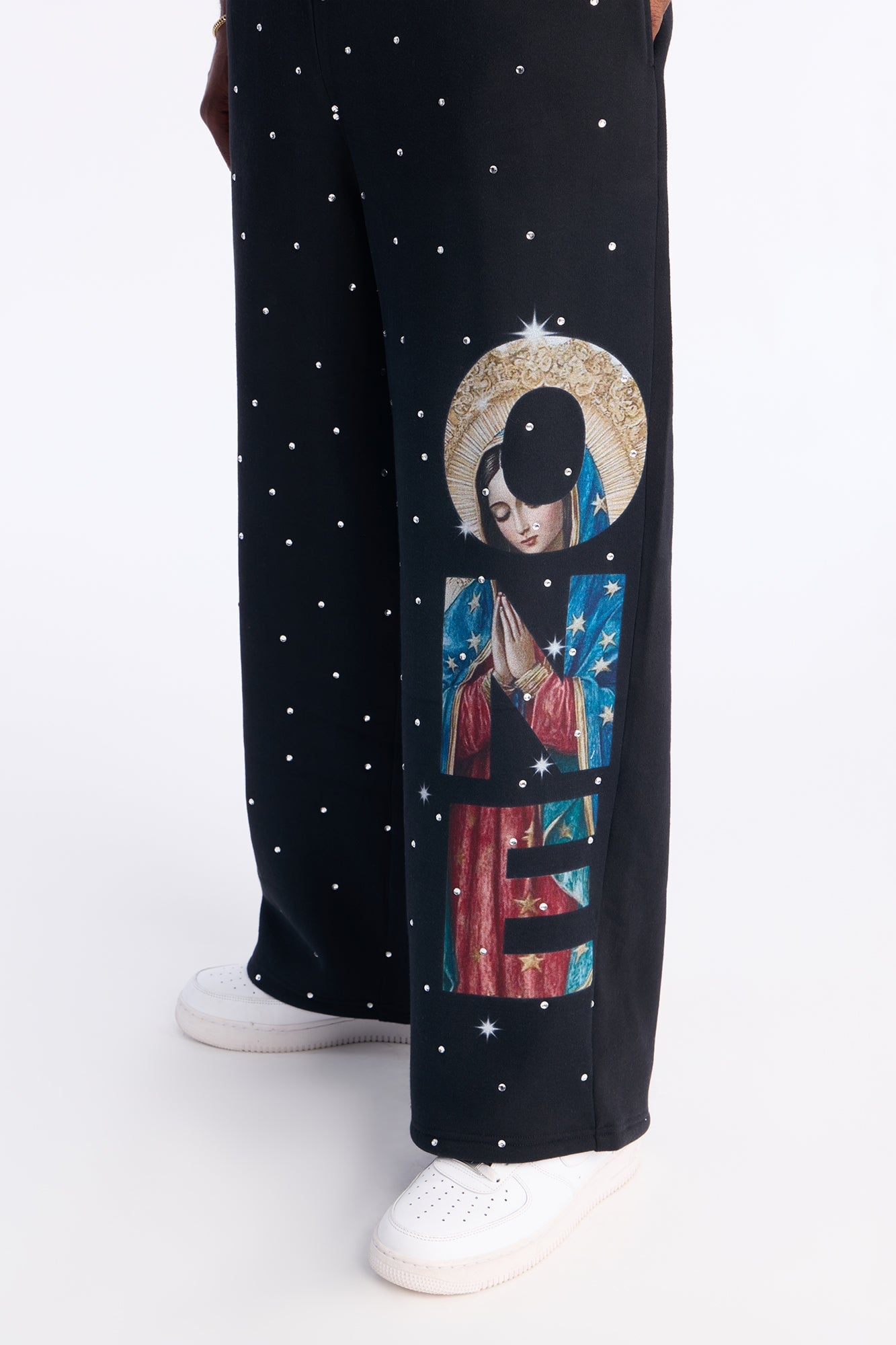 Praying Hands Wide Leg Sweatpants - Black image 9