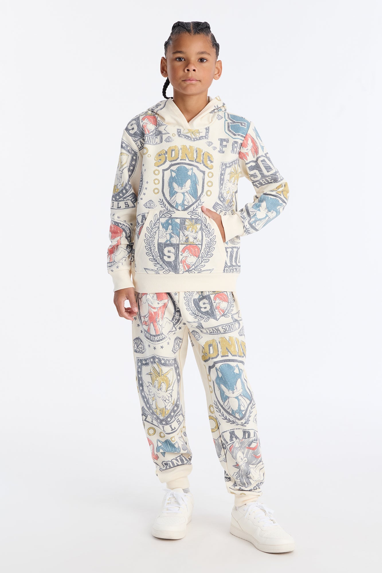 Mini Sonic The Hedgehog All Over Print Jogger Pant Set - Cream image 1