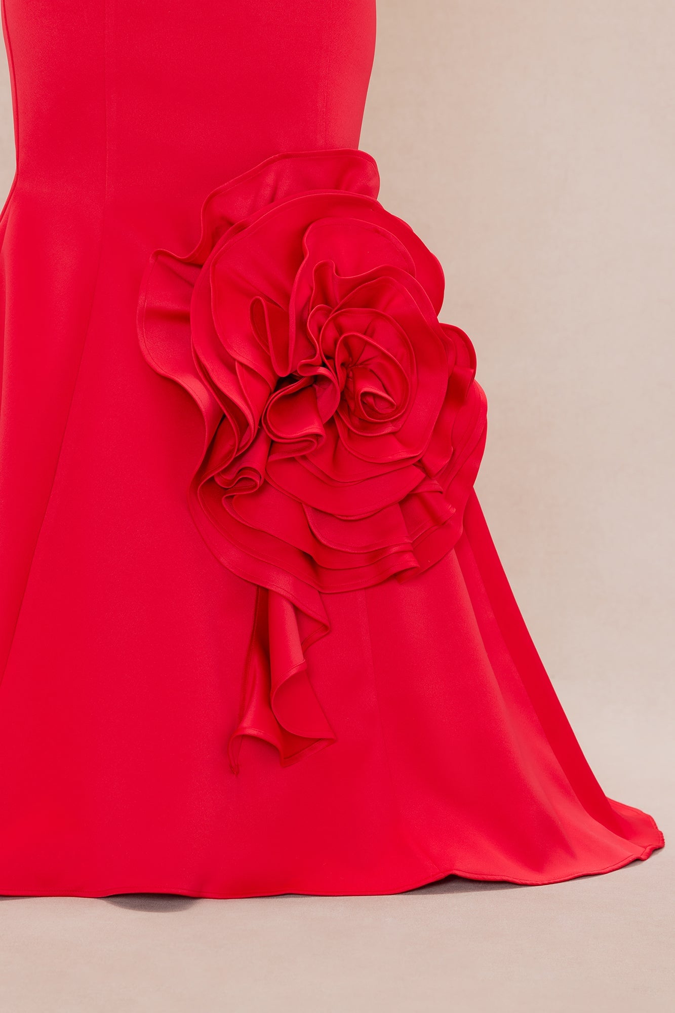 Sofia Floral Applique Satin Gown - Red image 4