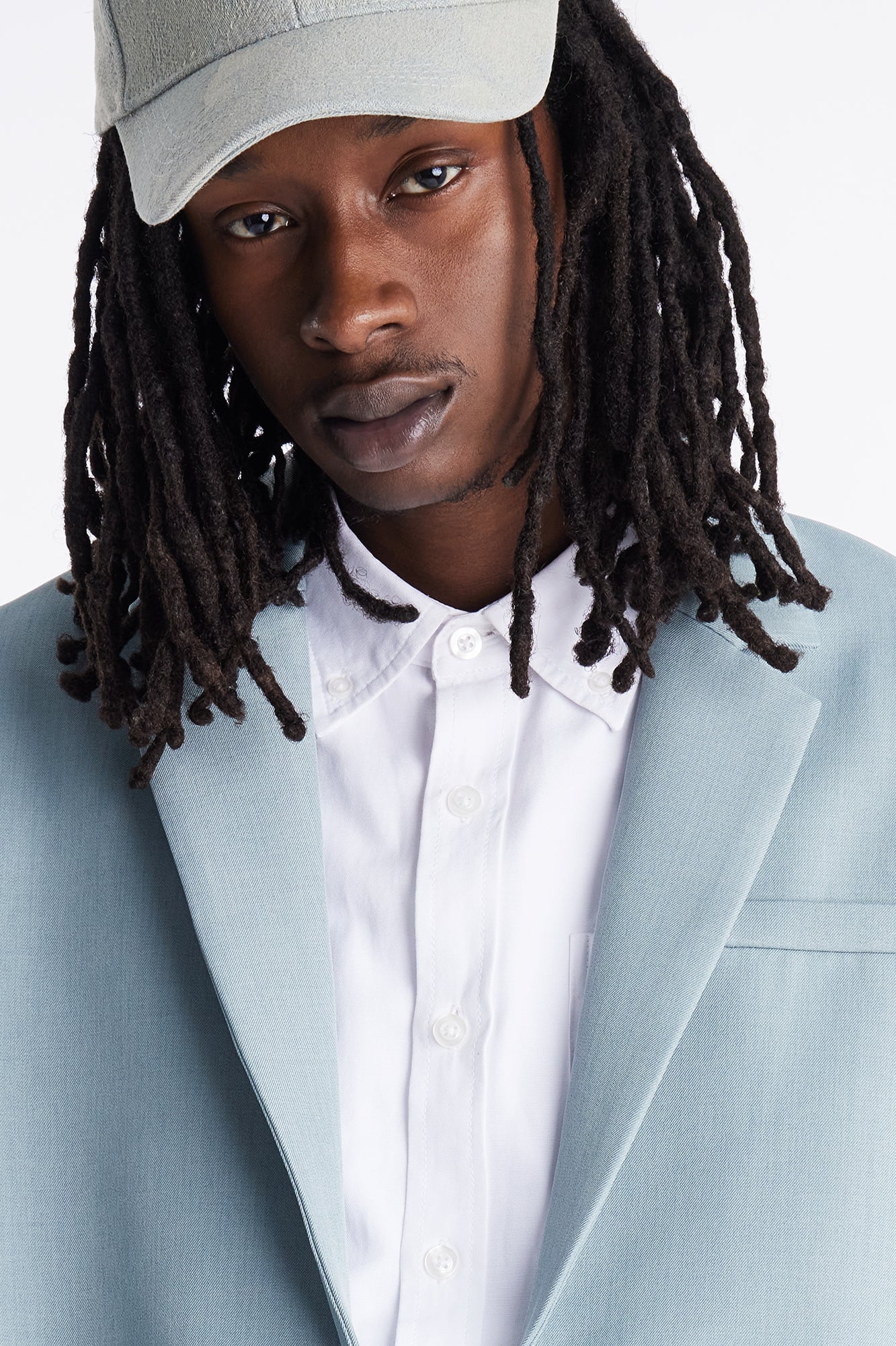 Cropped Strikeout Blazer Bomber Jacket - Blue image 7