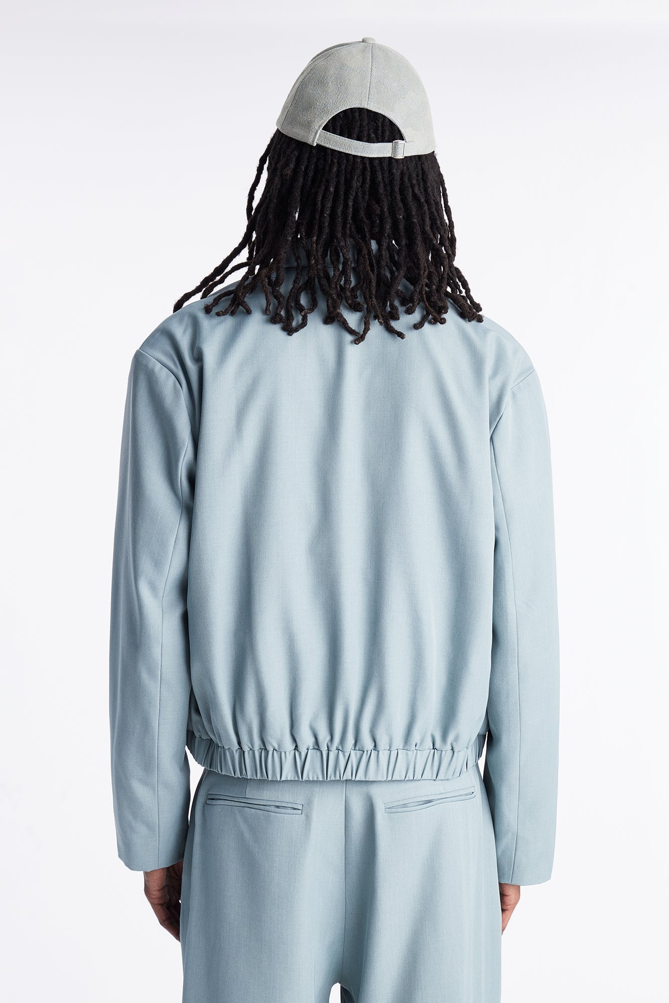 Cropped Strikeout Blazer Bomber Jacket - Blue image 9