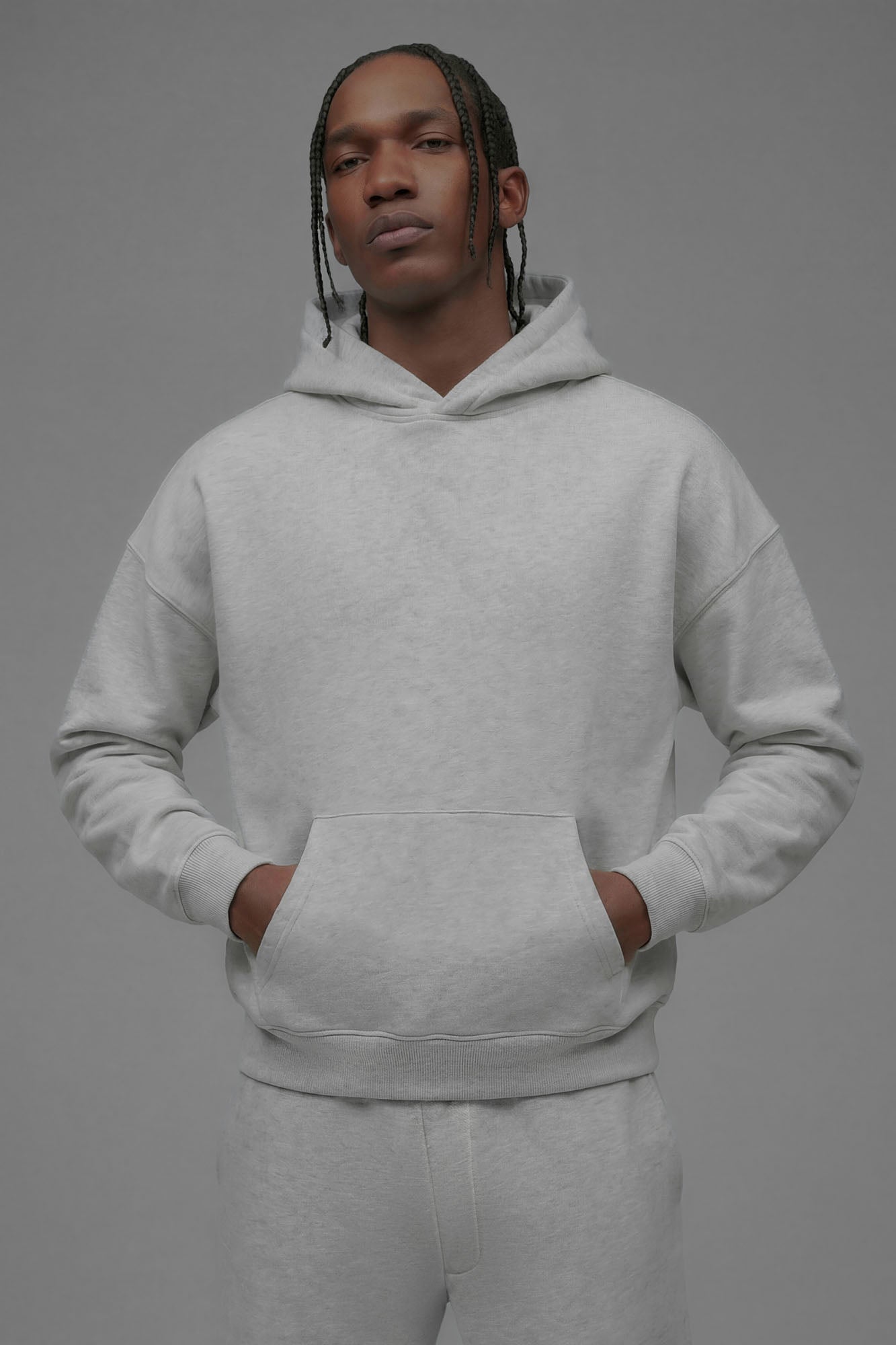 410 Oversized Cropped Hoodie - Heather Grey image 2