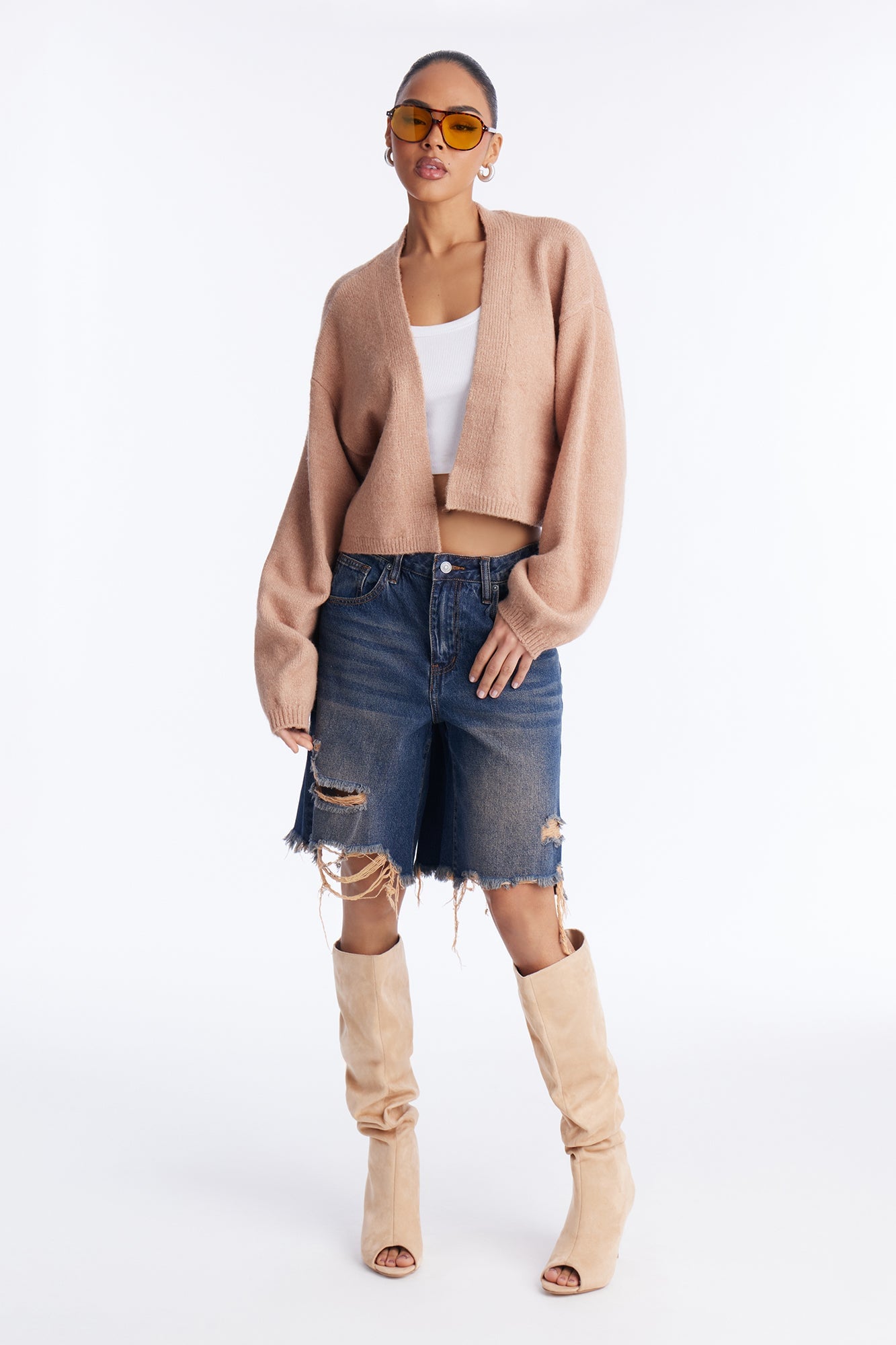 Made For Me Open Front Cardigan - Taupe image 5
