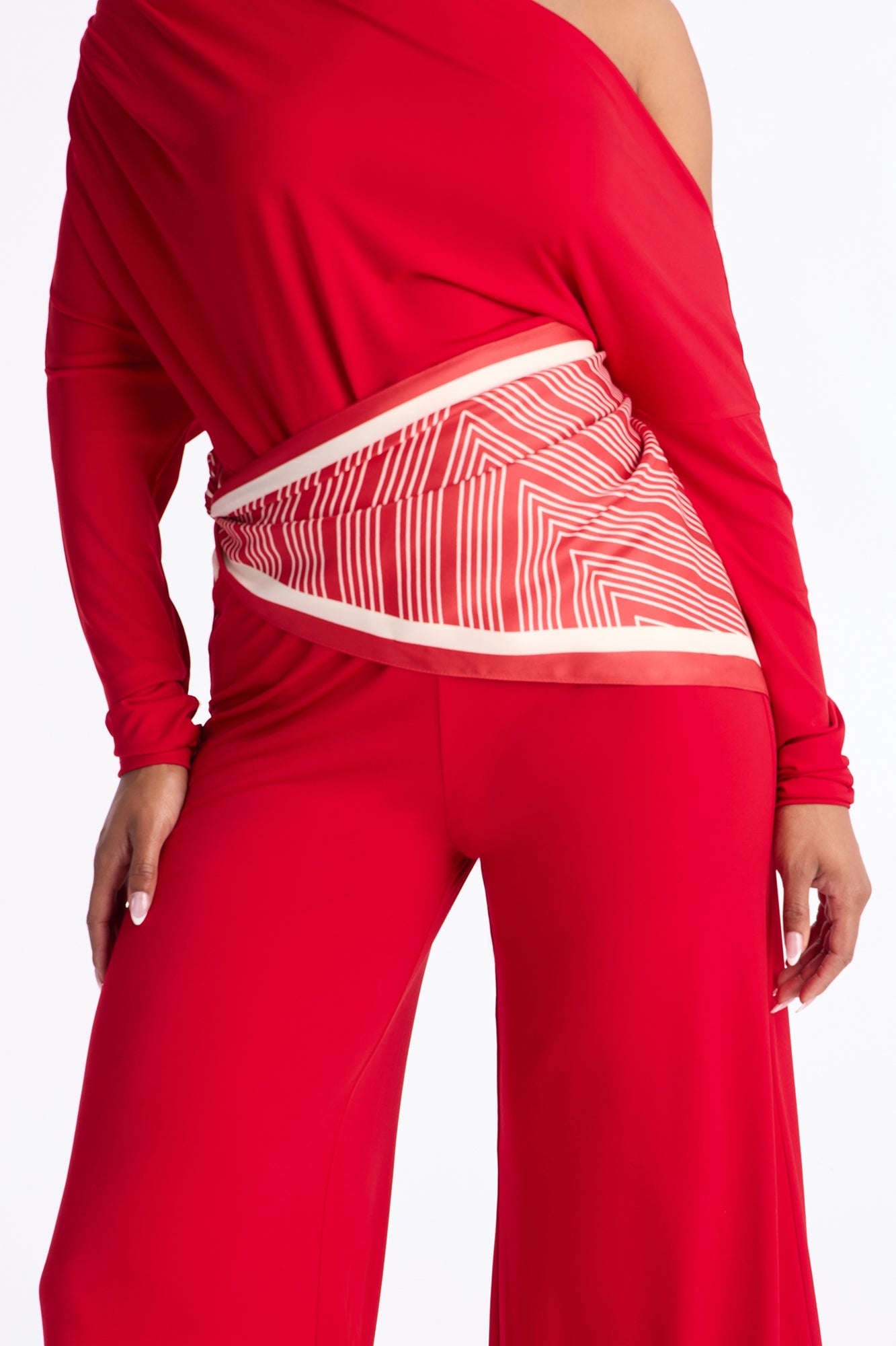 Define Me 3 Piece Scarf Pant Set - Red image 4