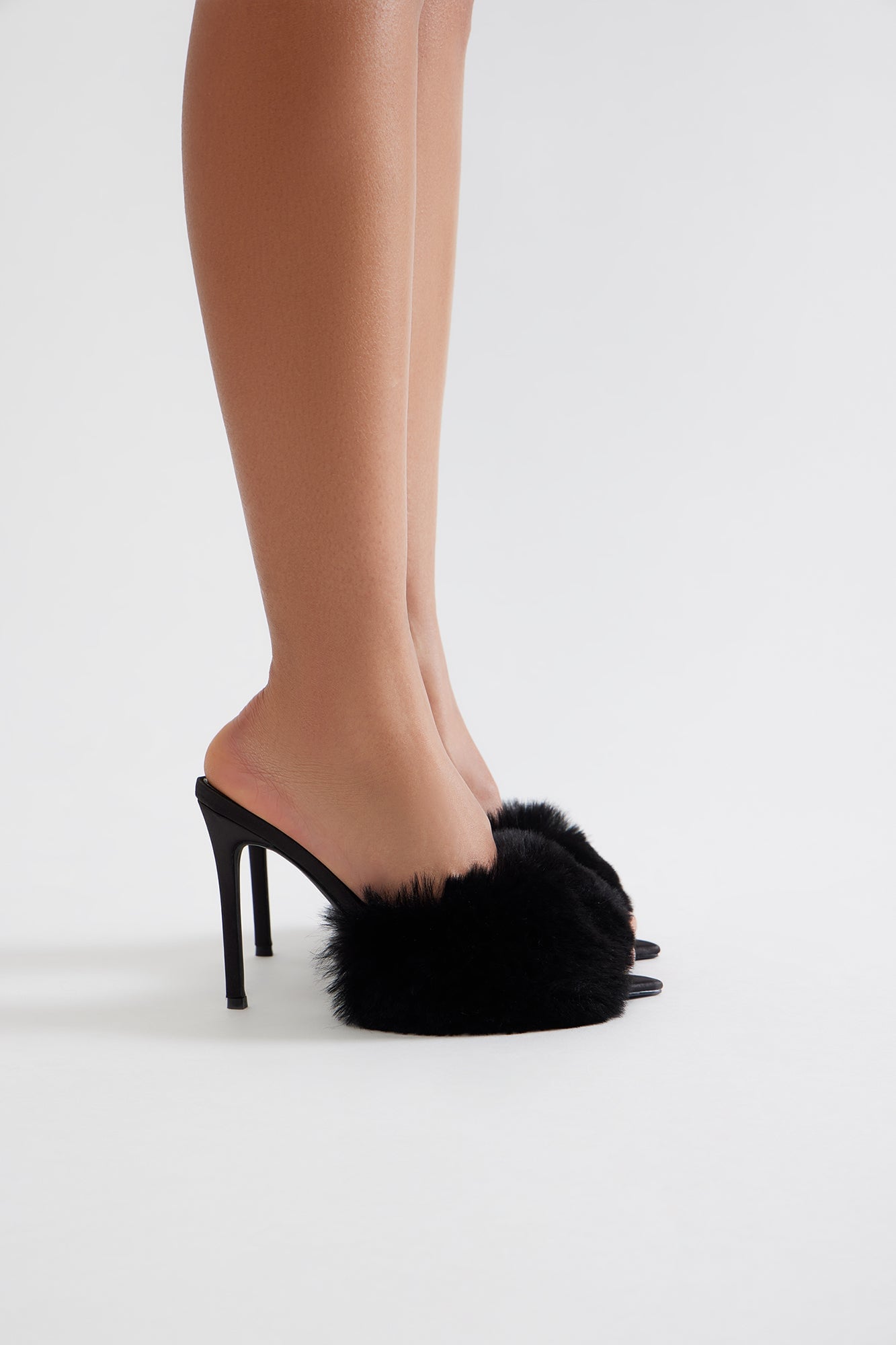 Fannie Faux Fur Mules - Black image 2
