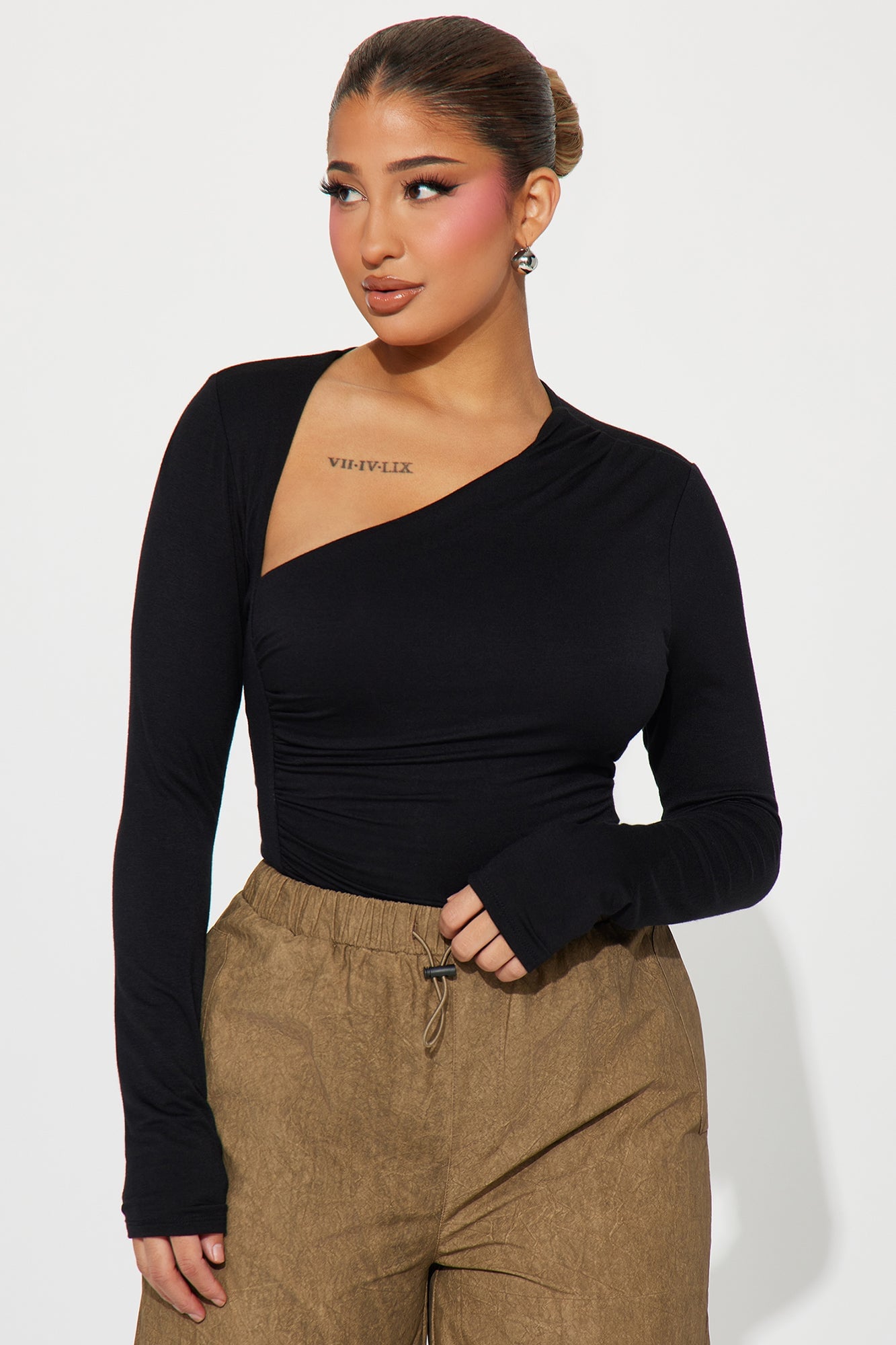 Lost Your Chance Ruched Top - Black image 4