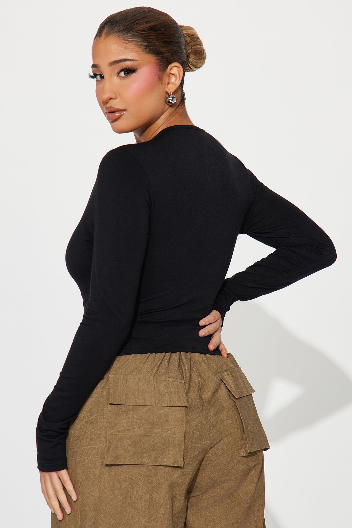 Lost Your Chance Ruched Top - Black image 6