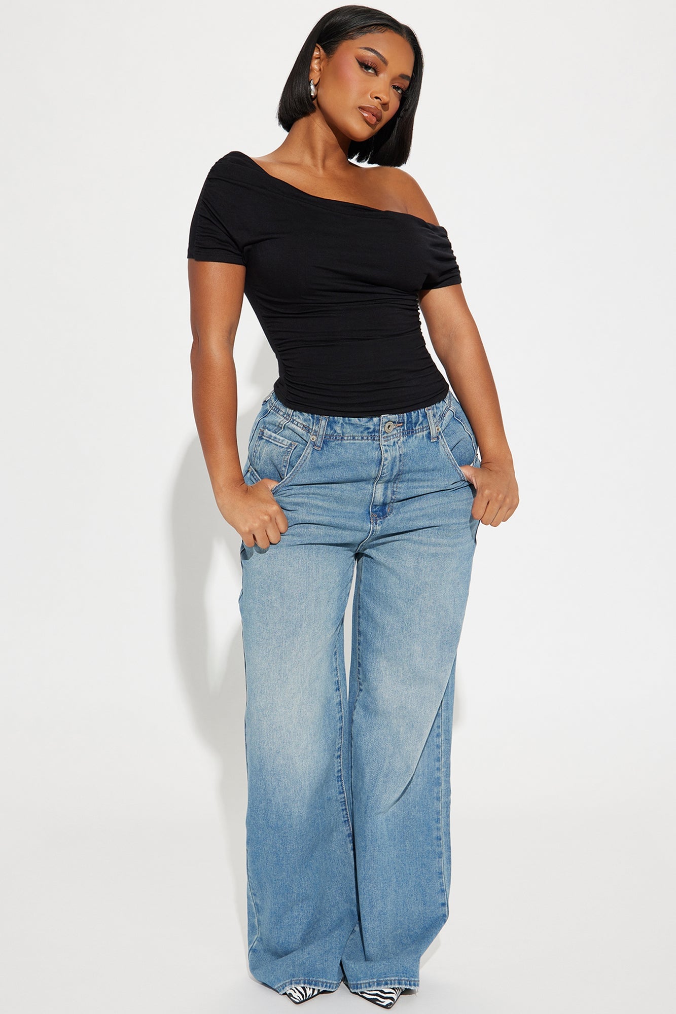 Oksana One Shoulder Top - Black image 5