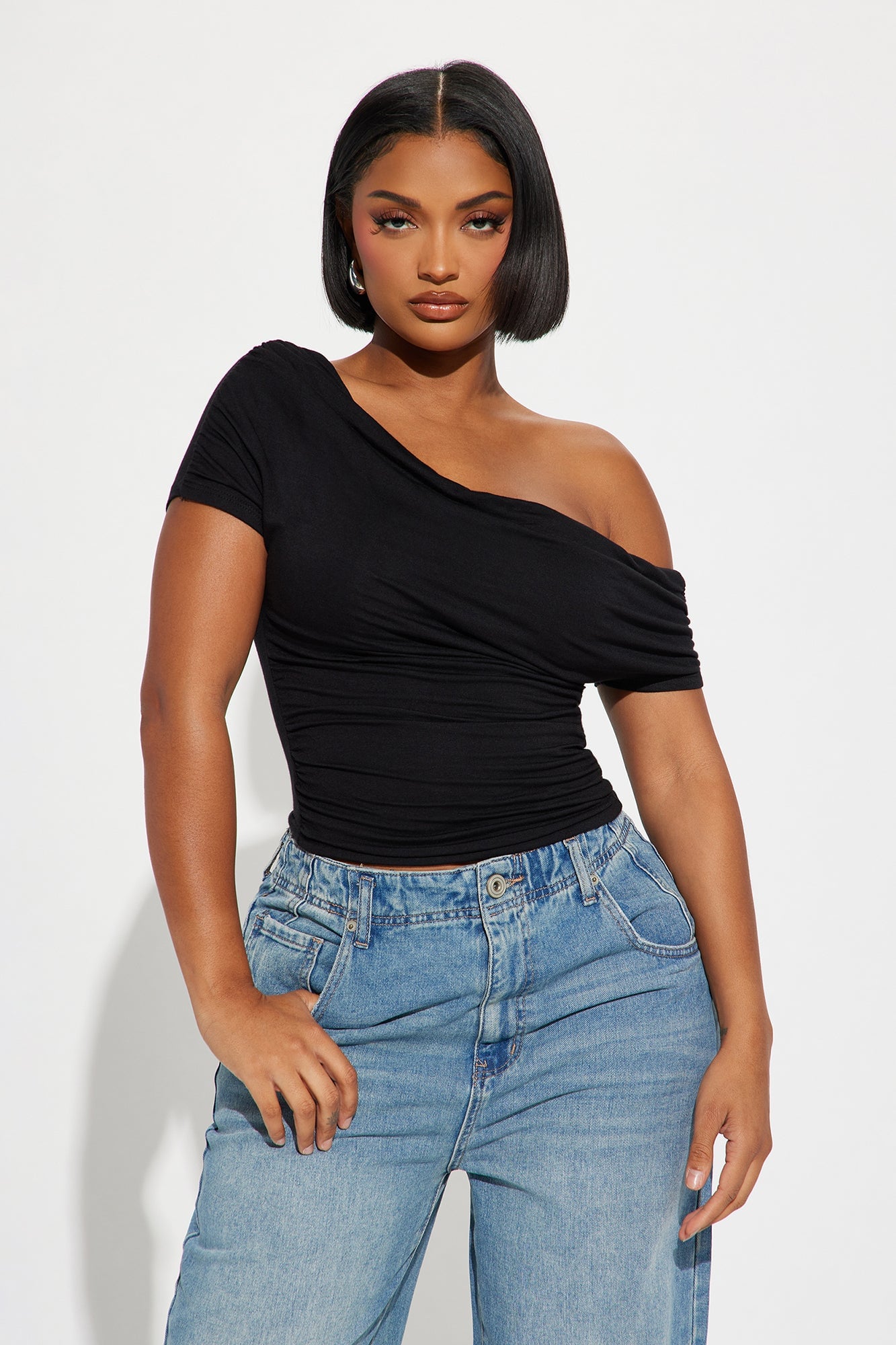 Oksana One Shoulder Top - Black image 4