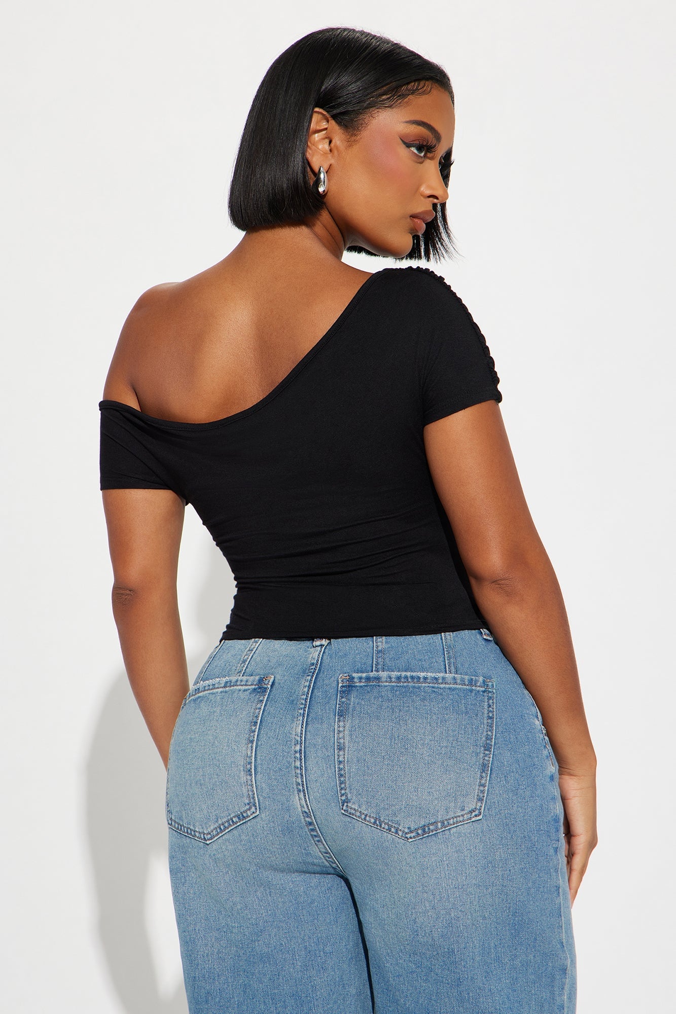 Oksana One Shoulder Top - Black image 6
