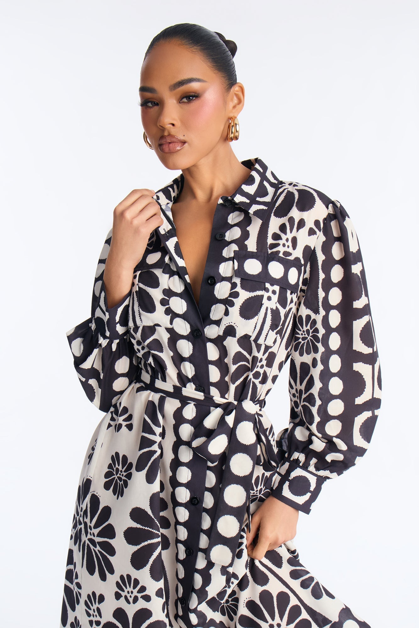 Josephine Floral Midi Dress - Black image 6