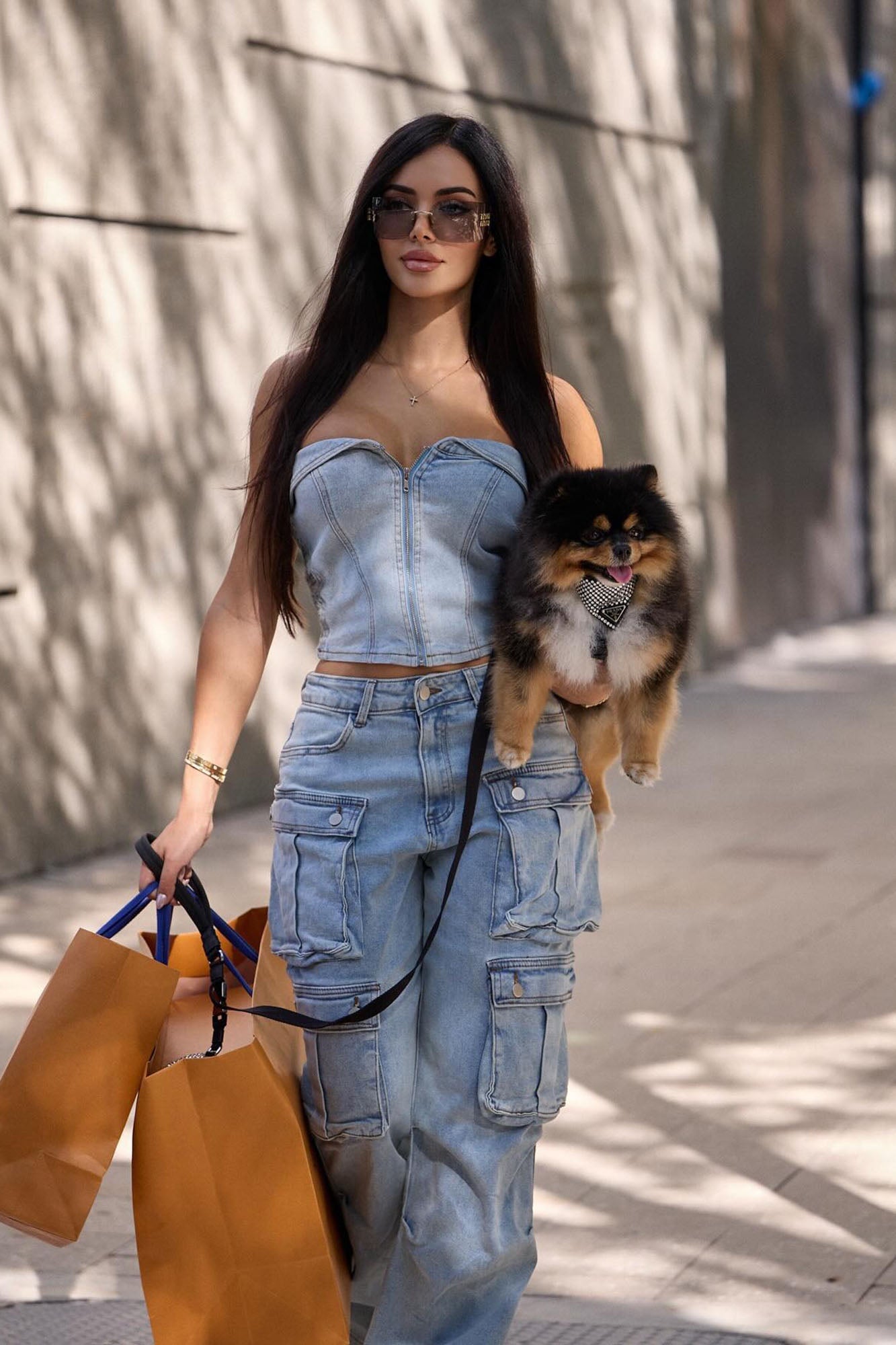 Ciara Denim Pant Set - Light Wash image 9