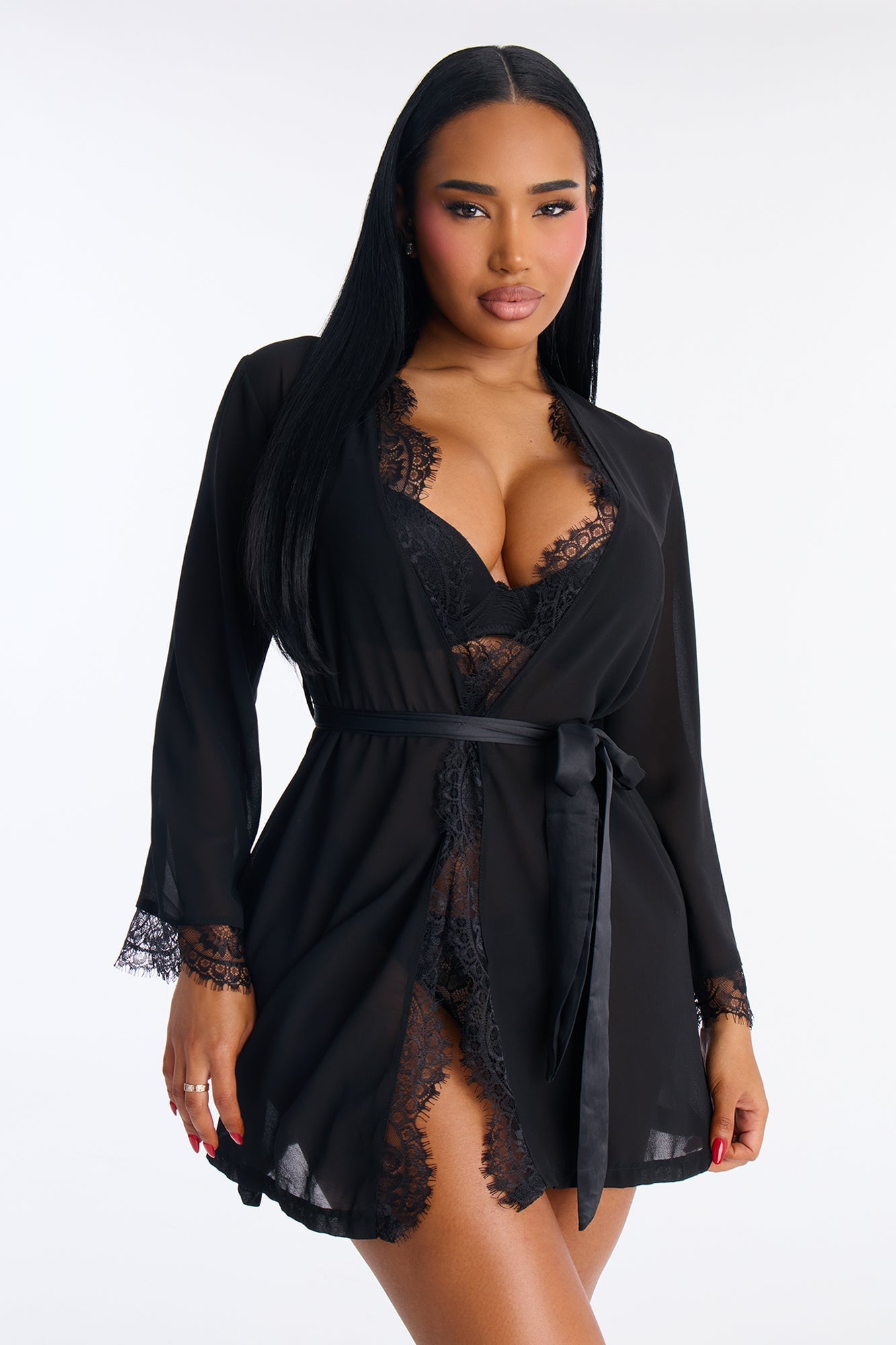 Muse Me Sheer Robe - Black image 4