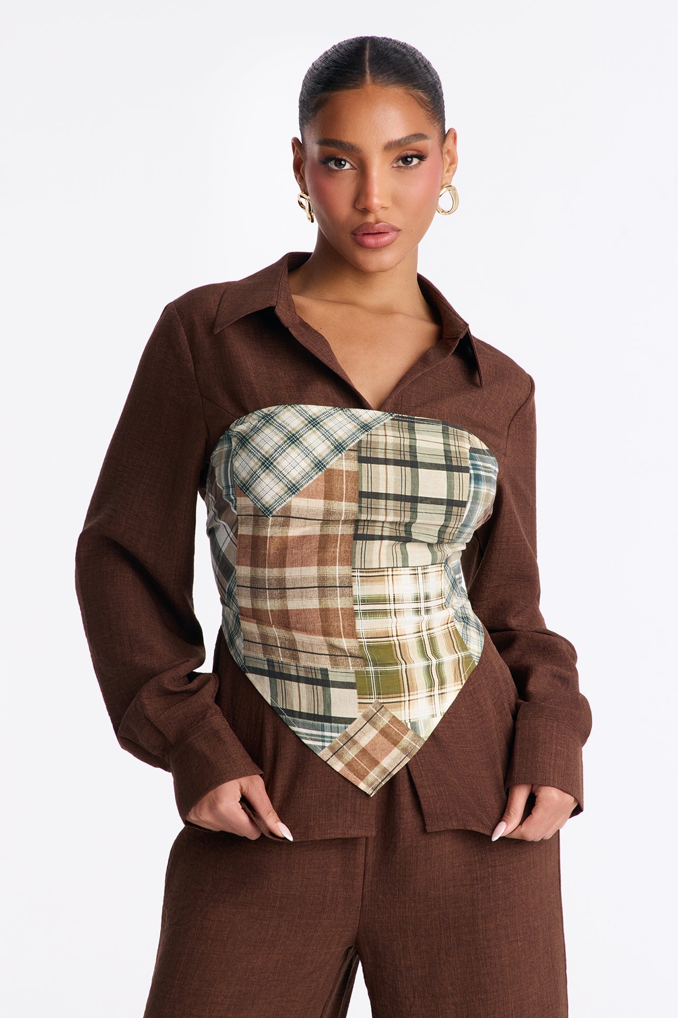 Rylee 3 Piece Scarf Pant Set - Brown image 5