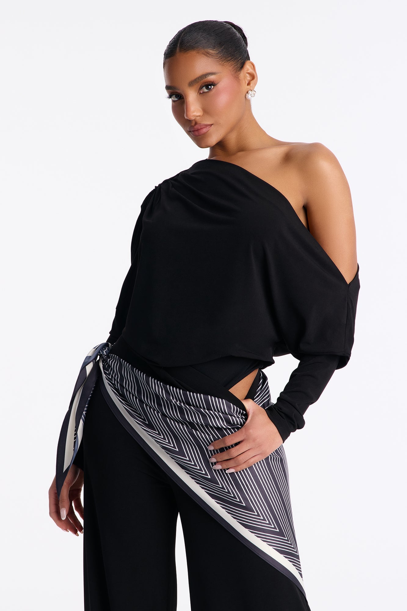 Define Me 3 Piece Scarf Pant Set - Black image 7