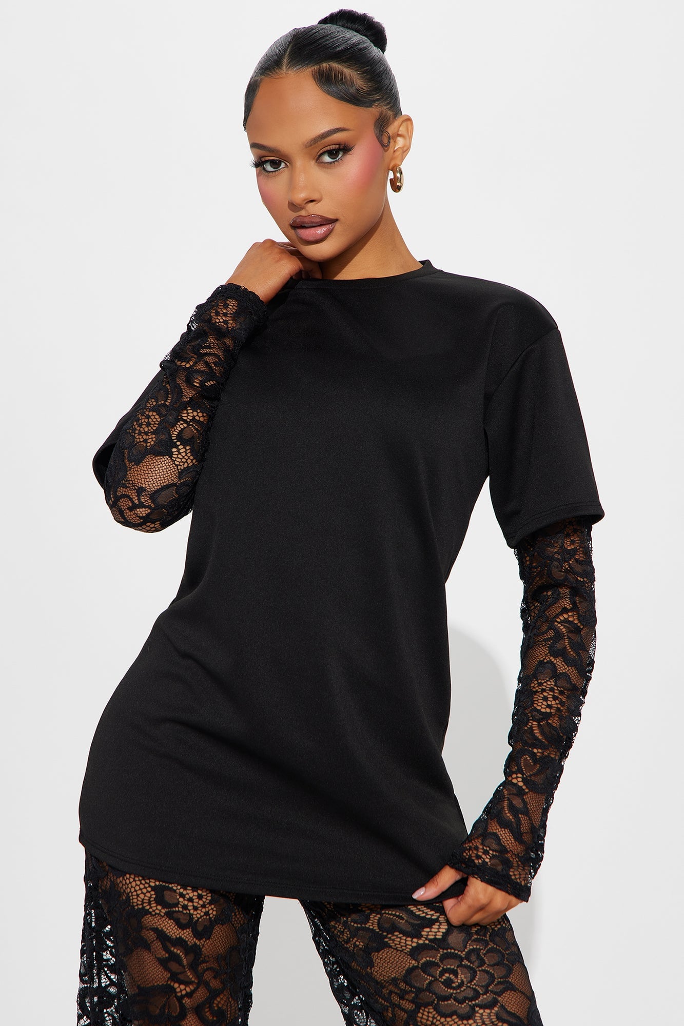NYC Vibe Lace Pant Set - Black image 5