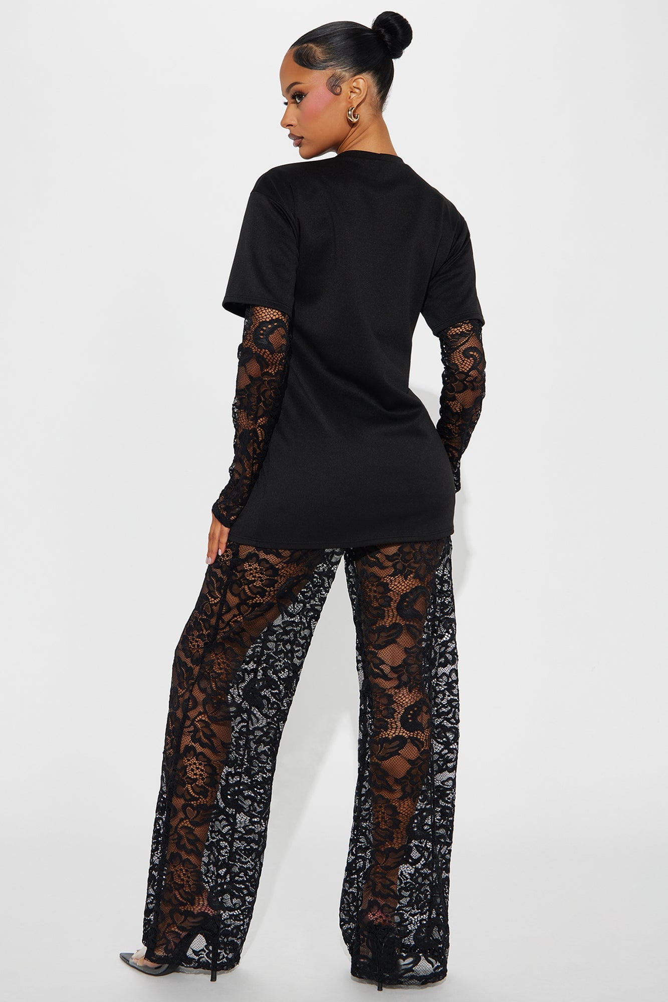NYC Vibe Lace Pant Set - Black image 7