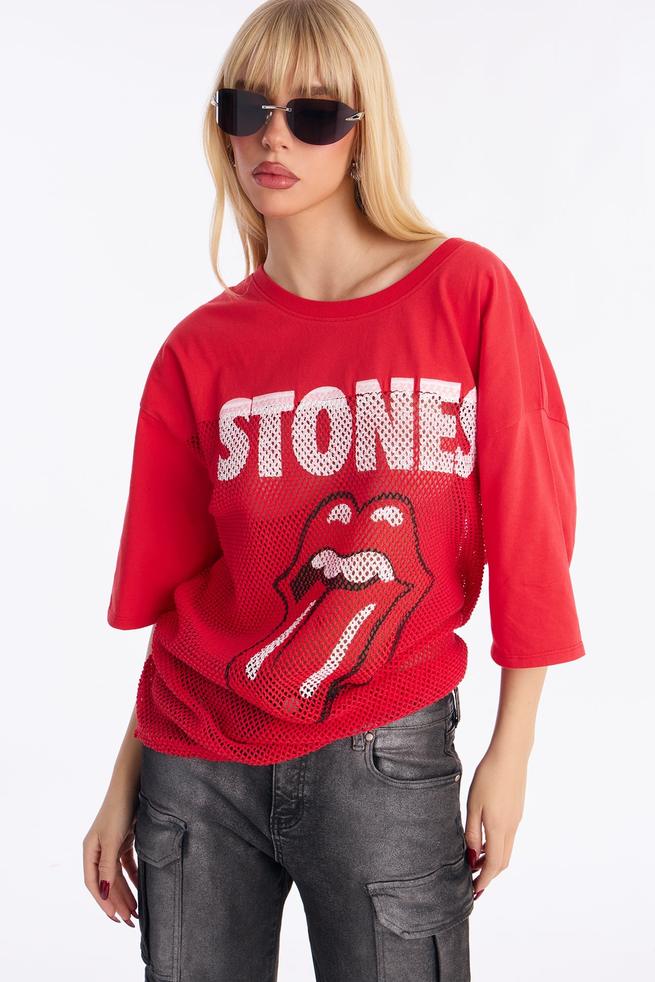 Rolling Stones Oversize Jersey Tee - Red image 5