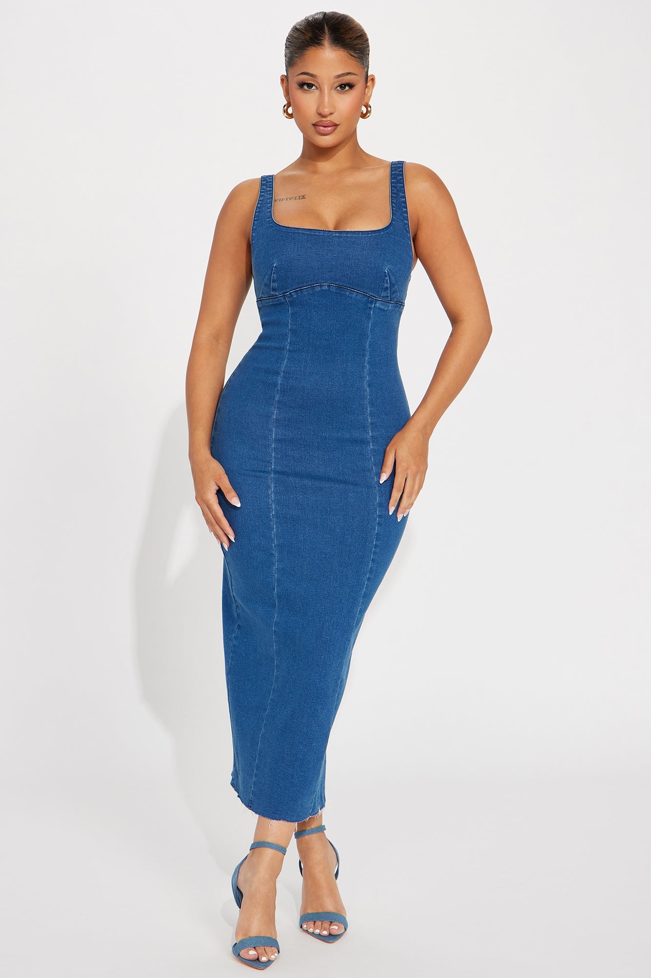 Angelina Denim Midi Dress - Denim image 4