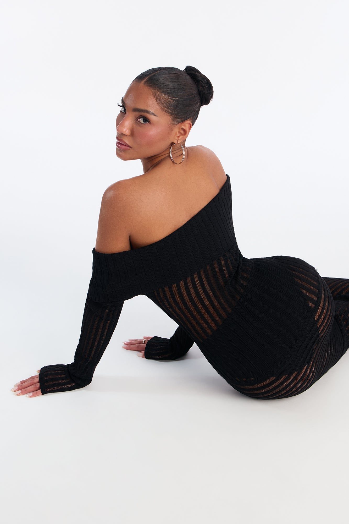 Sheer Instinct Sweater Maxi Dress - Black image 4