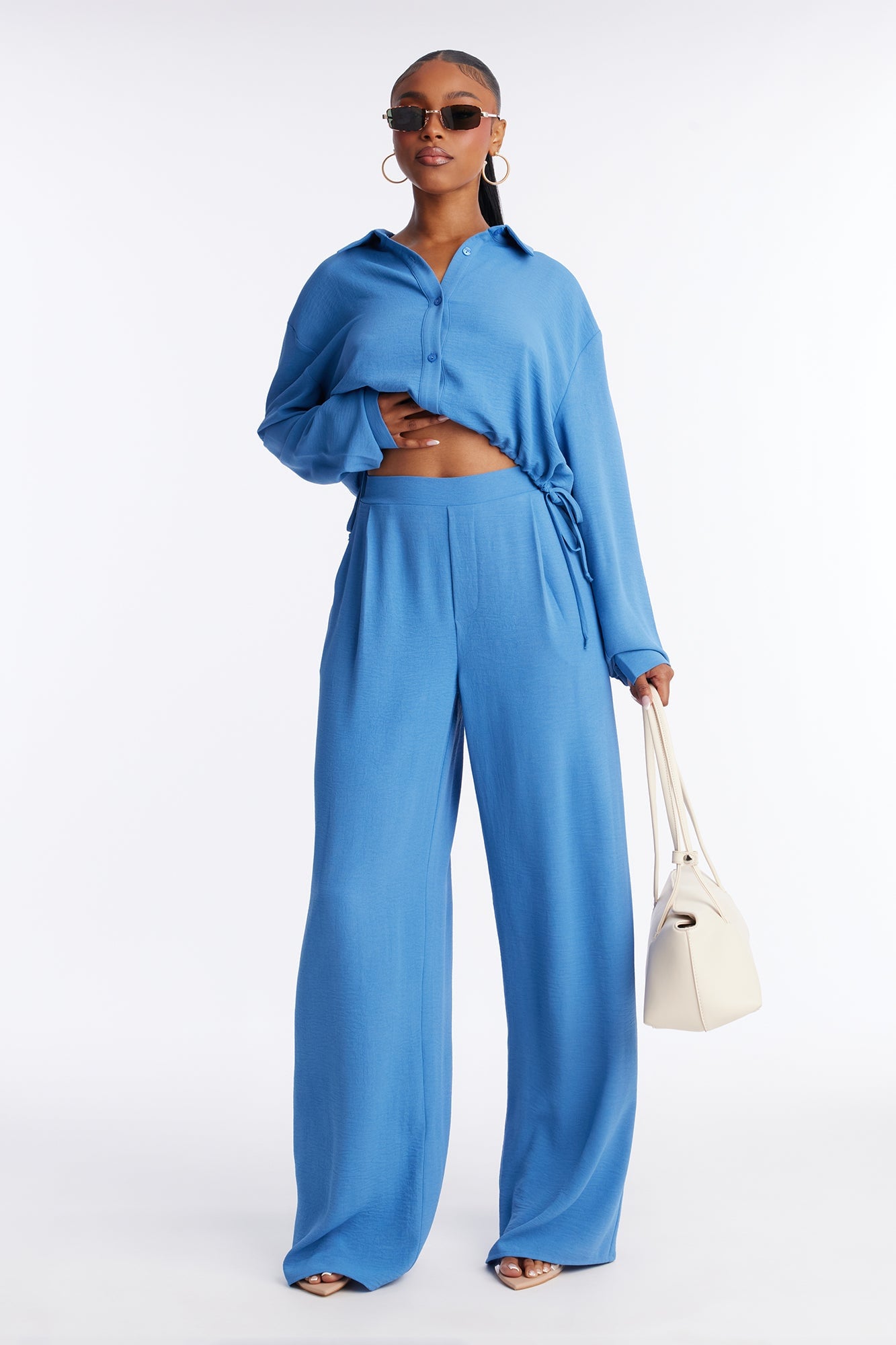 Makenzie Drawstring Waist Pant Set - Blue image 4