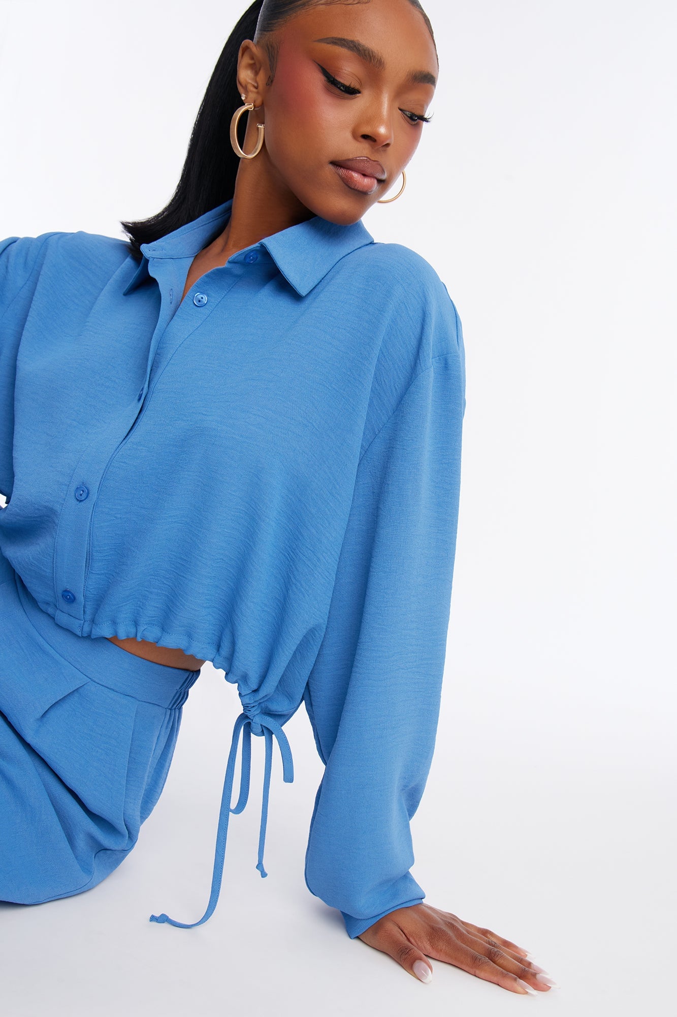 Makenzie Drawstring Waist Pant Set - Blue image 5
