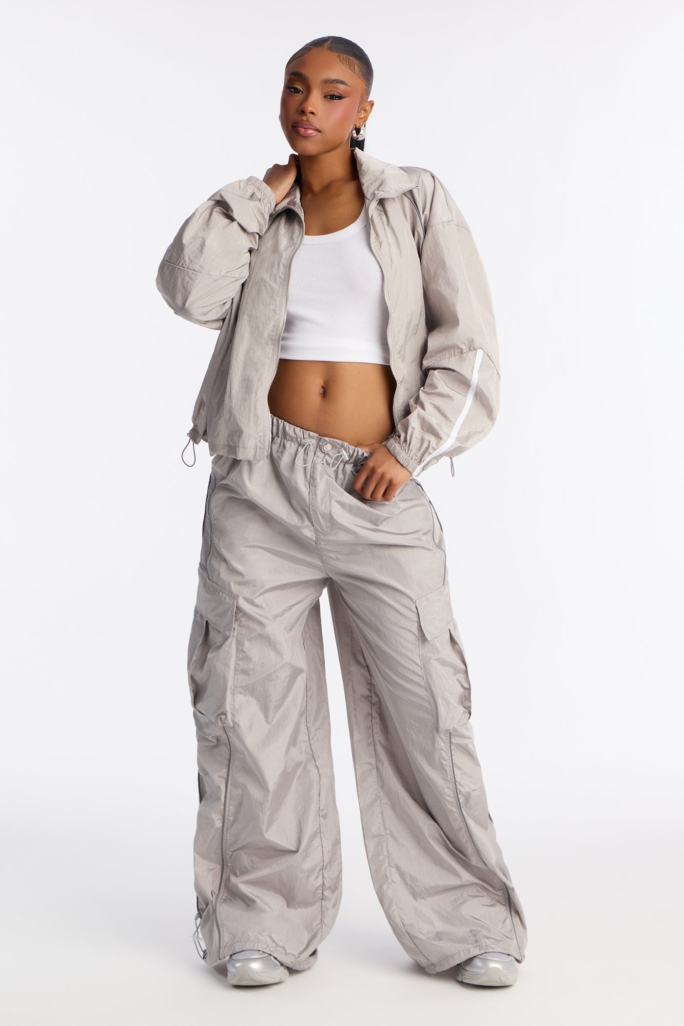 Life Of Leisure Windbreaker Joggers 30″ - Grey image 5
