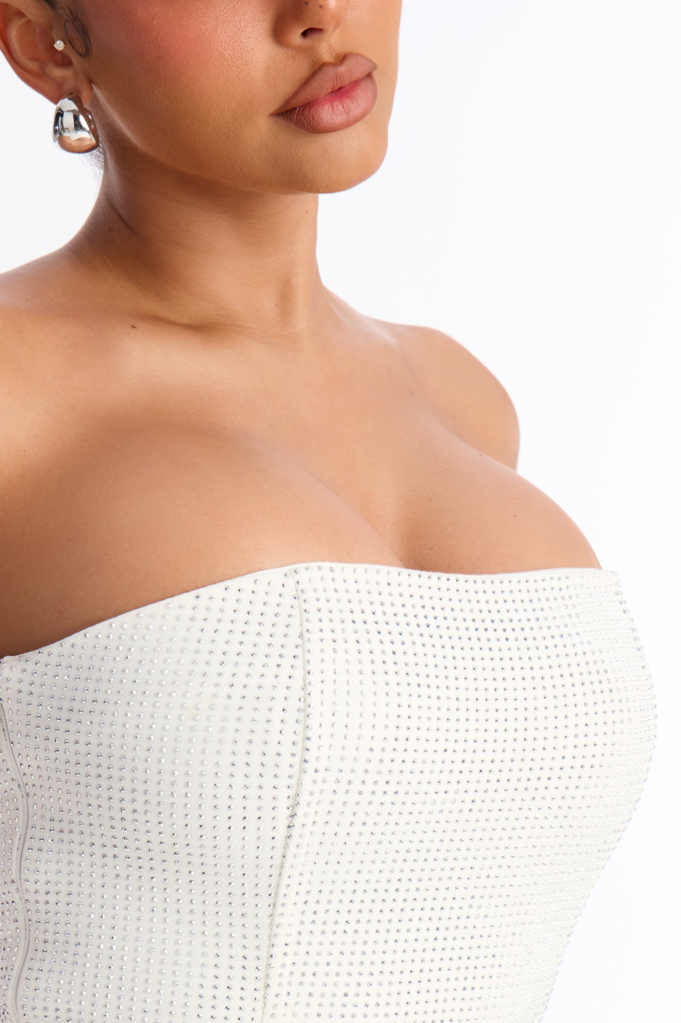 Oriana Rhinestone Mini Dress - Ivory image 3