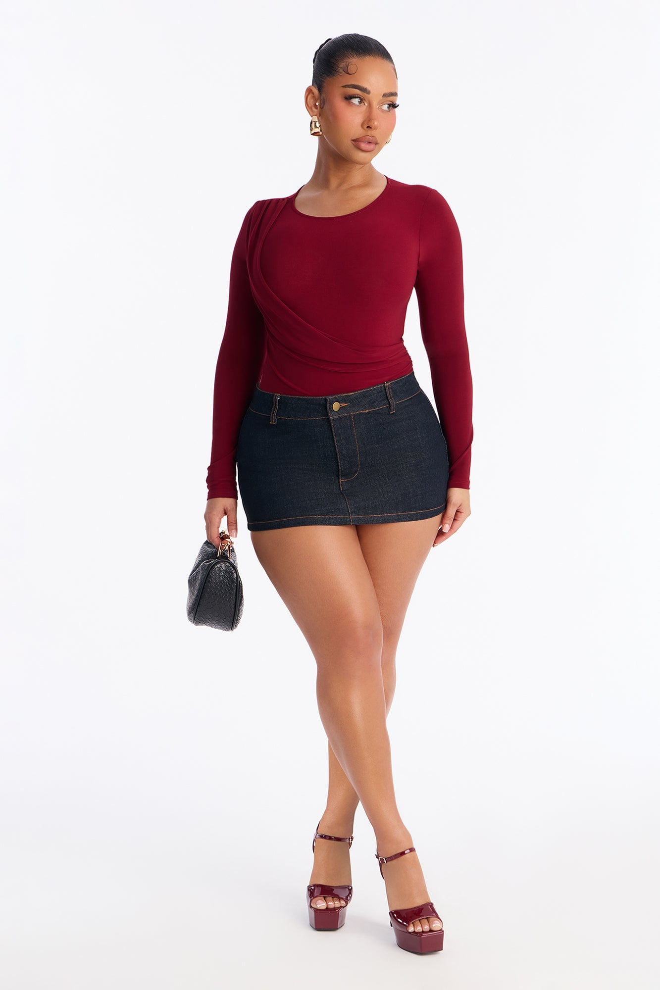 Annetta Long Sleeve Bodysuit - Wine image 6
