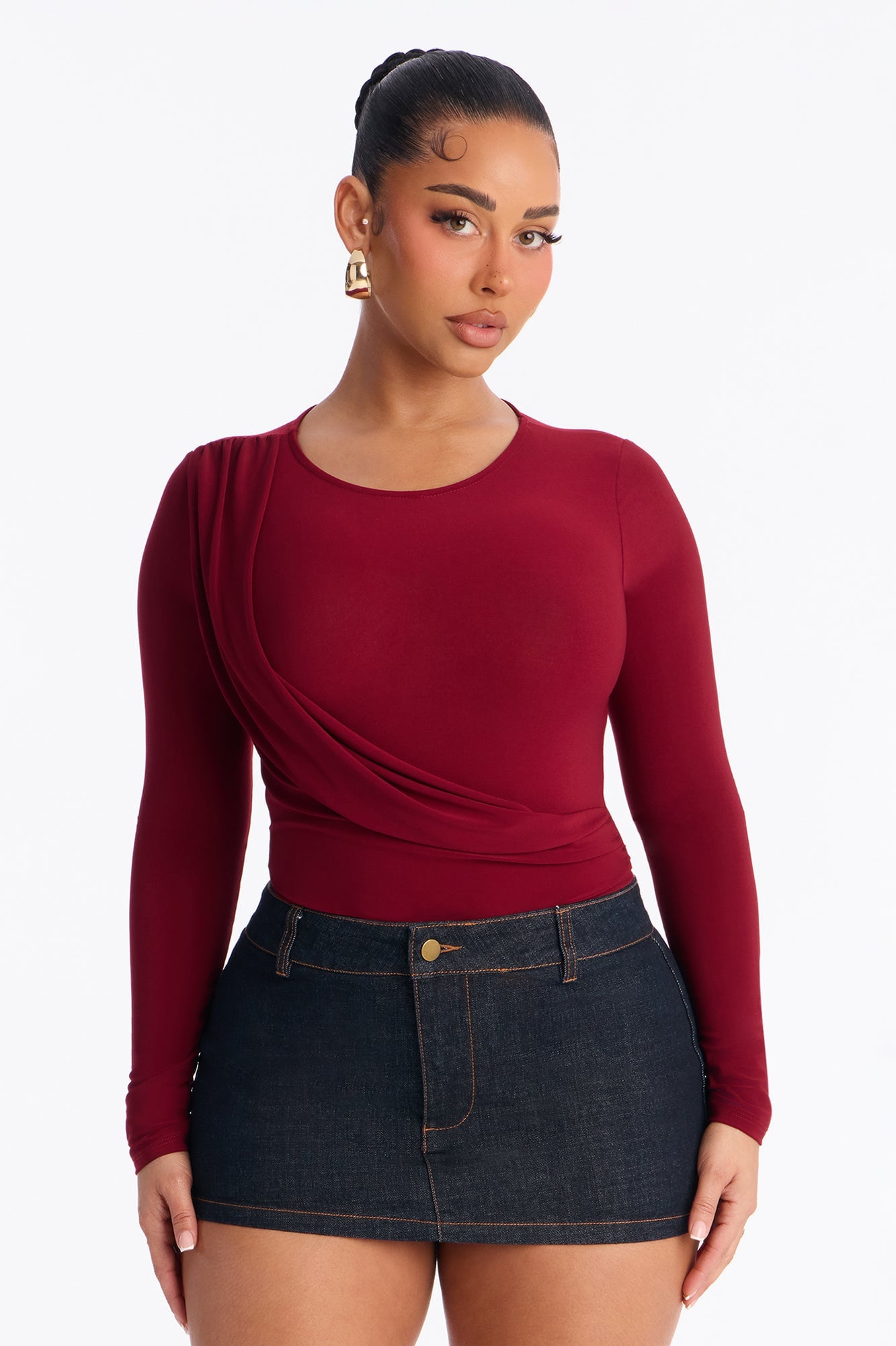 Annetta Long Sleeve Bodysuit - Wine image 7