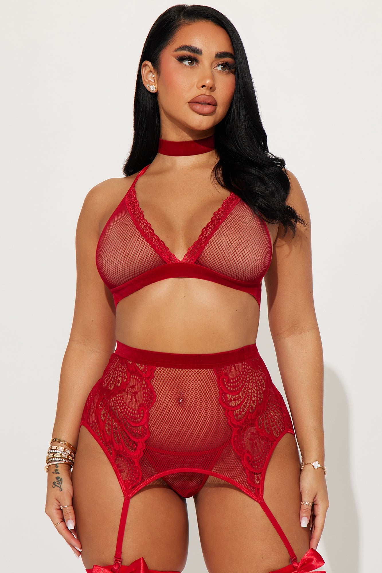 Knock On My Door Lace 3 Piece Set - Red image 4