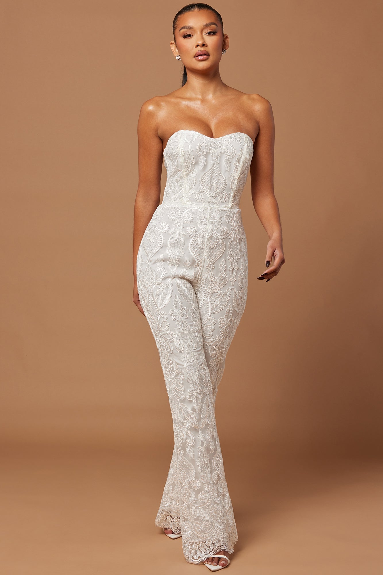 Esther Sequin Embroidered Jumpsuit - White image 5
