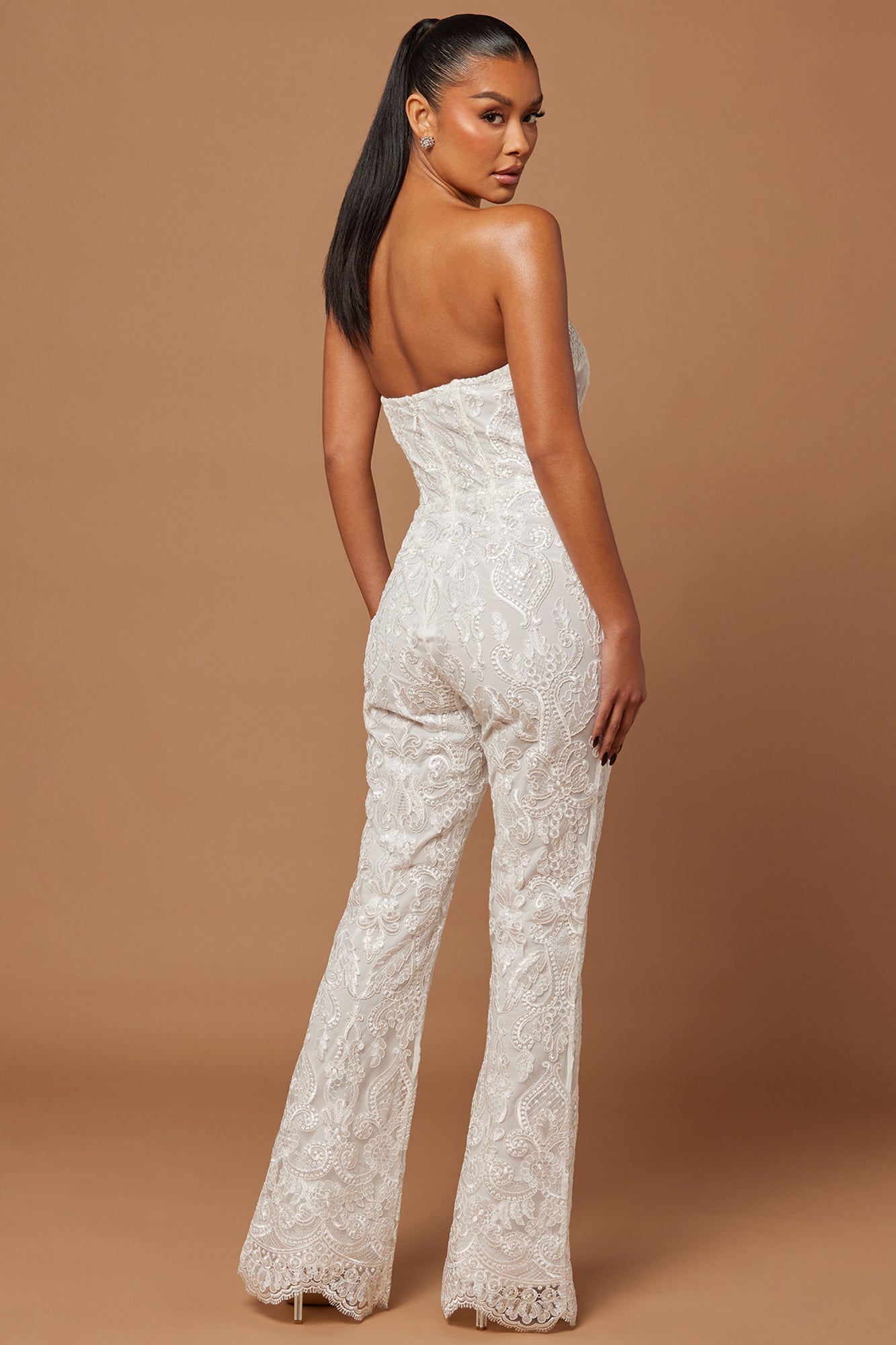 Esther Sequin Embroidered Jumpsuit - White image 8