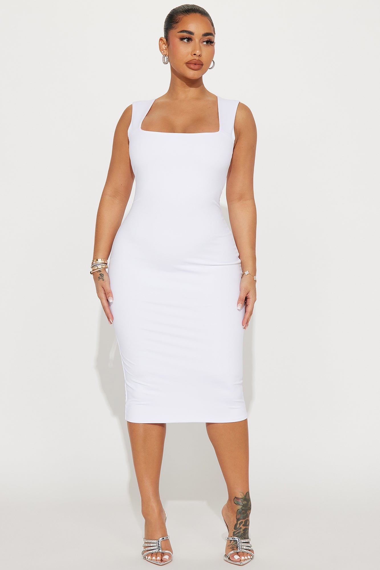 Colette Double Lined Midi Dress - White image 4