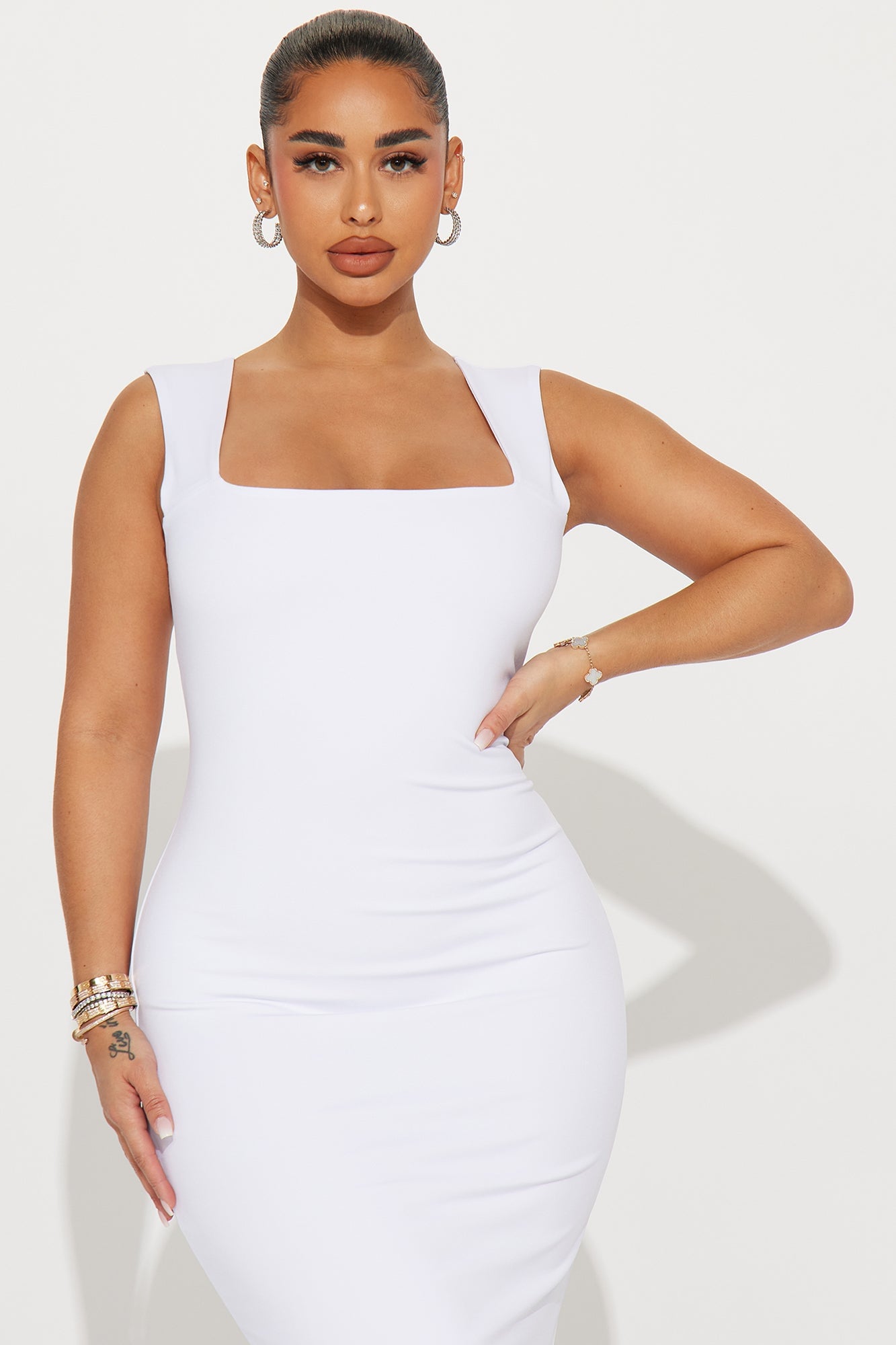 Colette Double Lined Midi Dress - White image 5