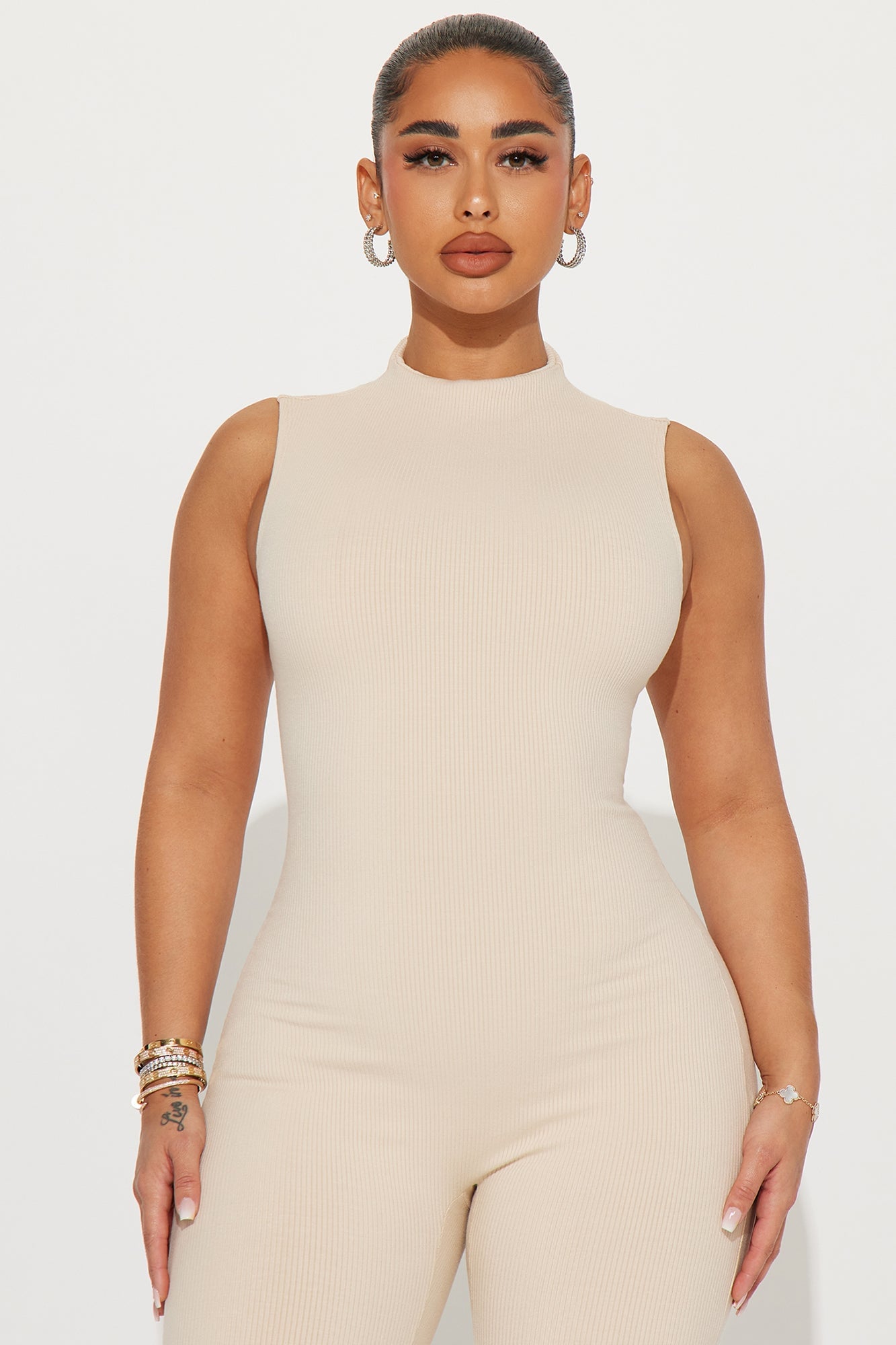 Amber Snatched Flare Jumpsuit - Cream image 5