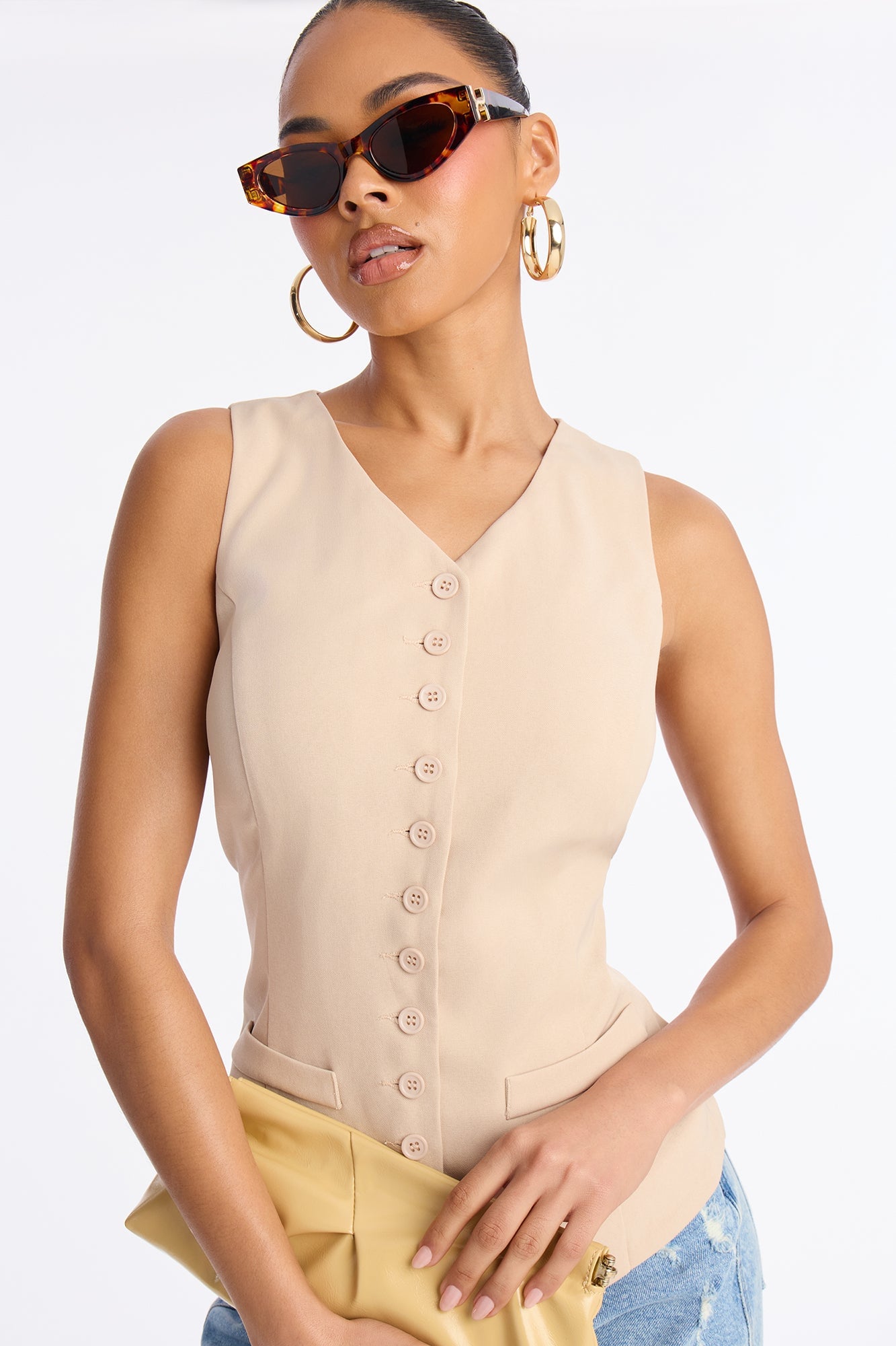 Brooklyn Babe Vest Top - Stone image 7