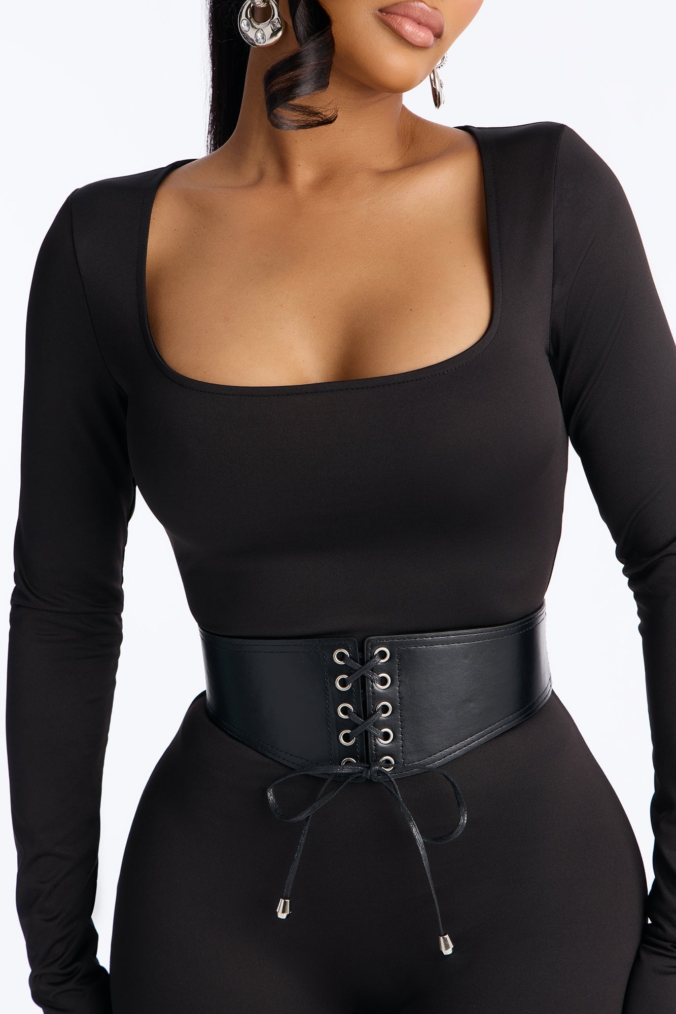 Sydney Belted Skinny Catsuit - Black image 7