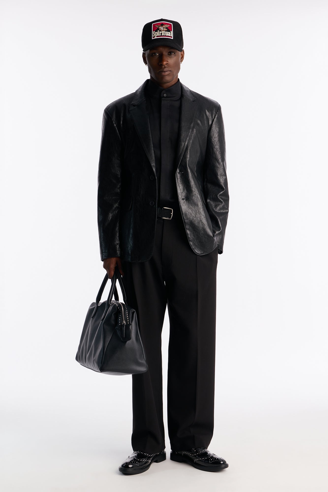 Night Viper Faux Leather Blazer - Black image 6